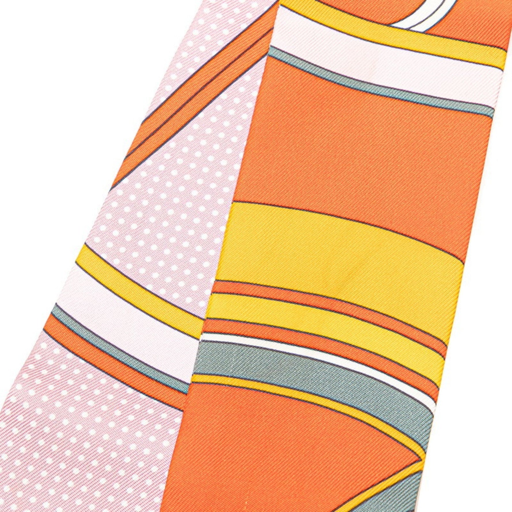 Hermes Hermès Twilly Washington's Carriage Scarf, Orange Multicolor Silk