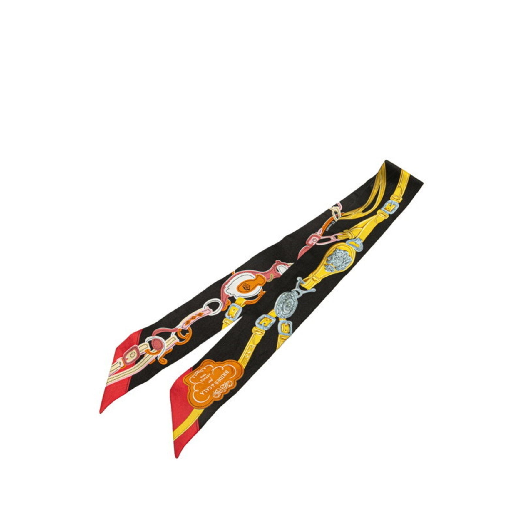 Hermes Hermès Twilly Brides de Gala Applique Pique Scarf, Black and Multicolor Silk