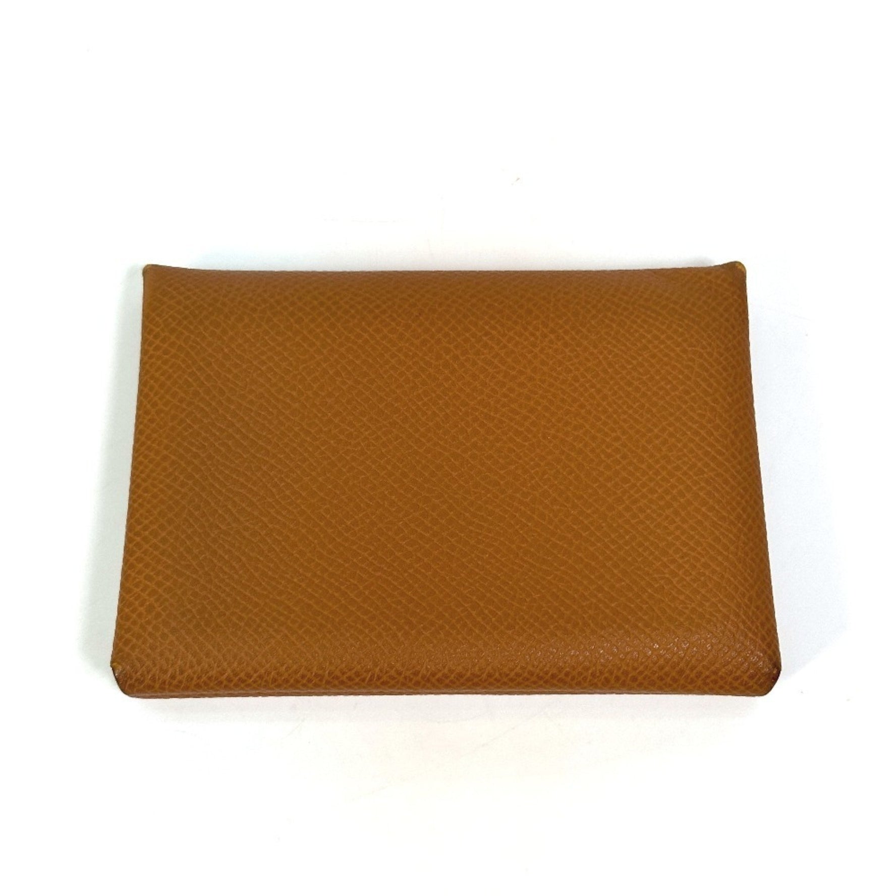 HERMES Calvi Duo Wallet, Coin Purse, Card Case, Epsom Leather, Gold/Brown