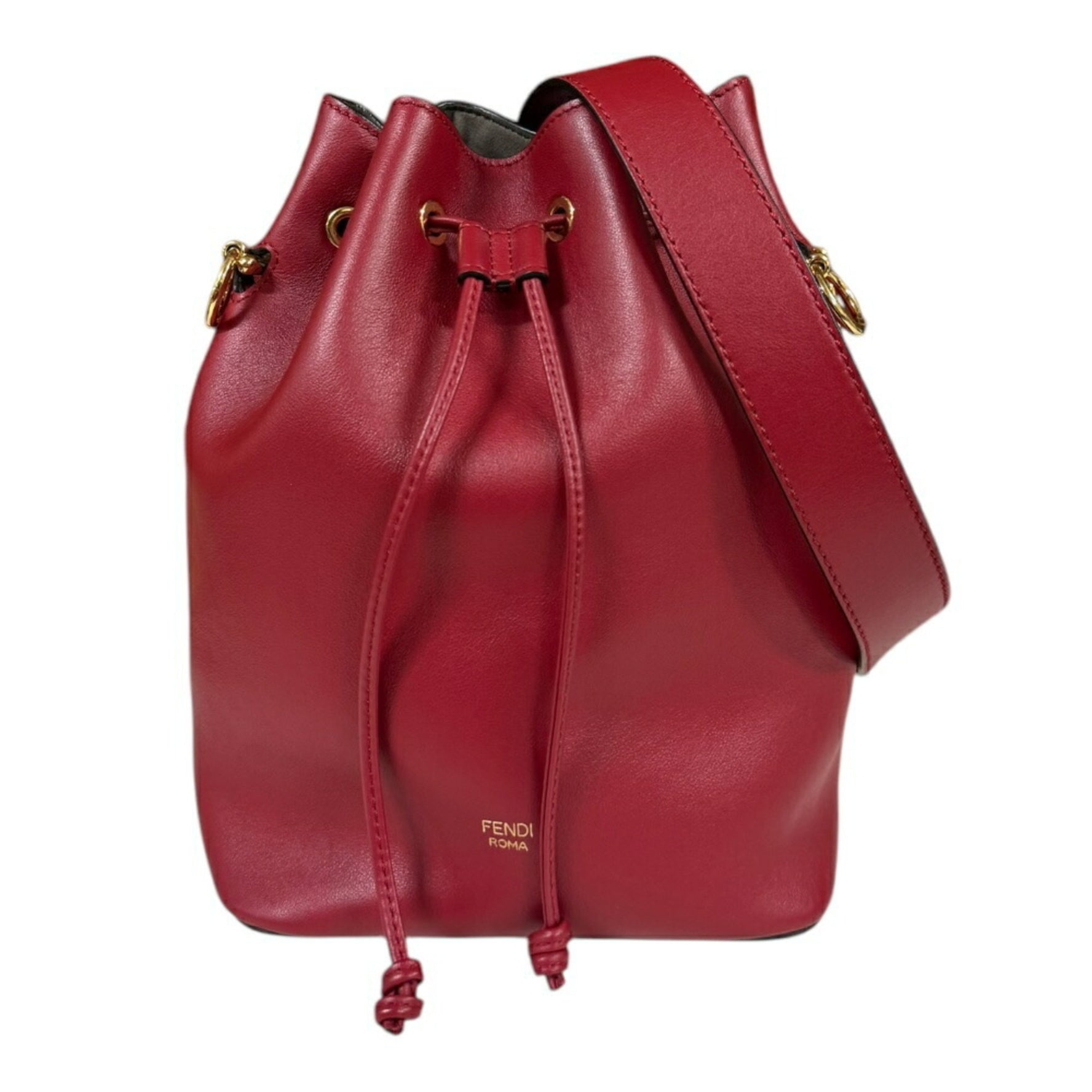 FENDI Montresor Shoulder Bag Leather Red