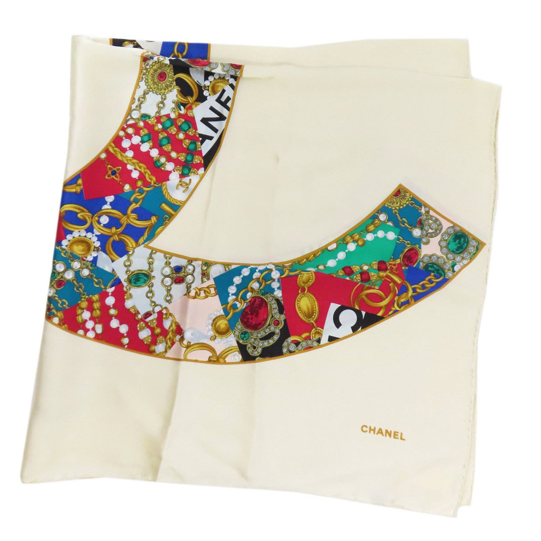 CHANEL motif scarf/muffler silk