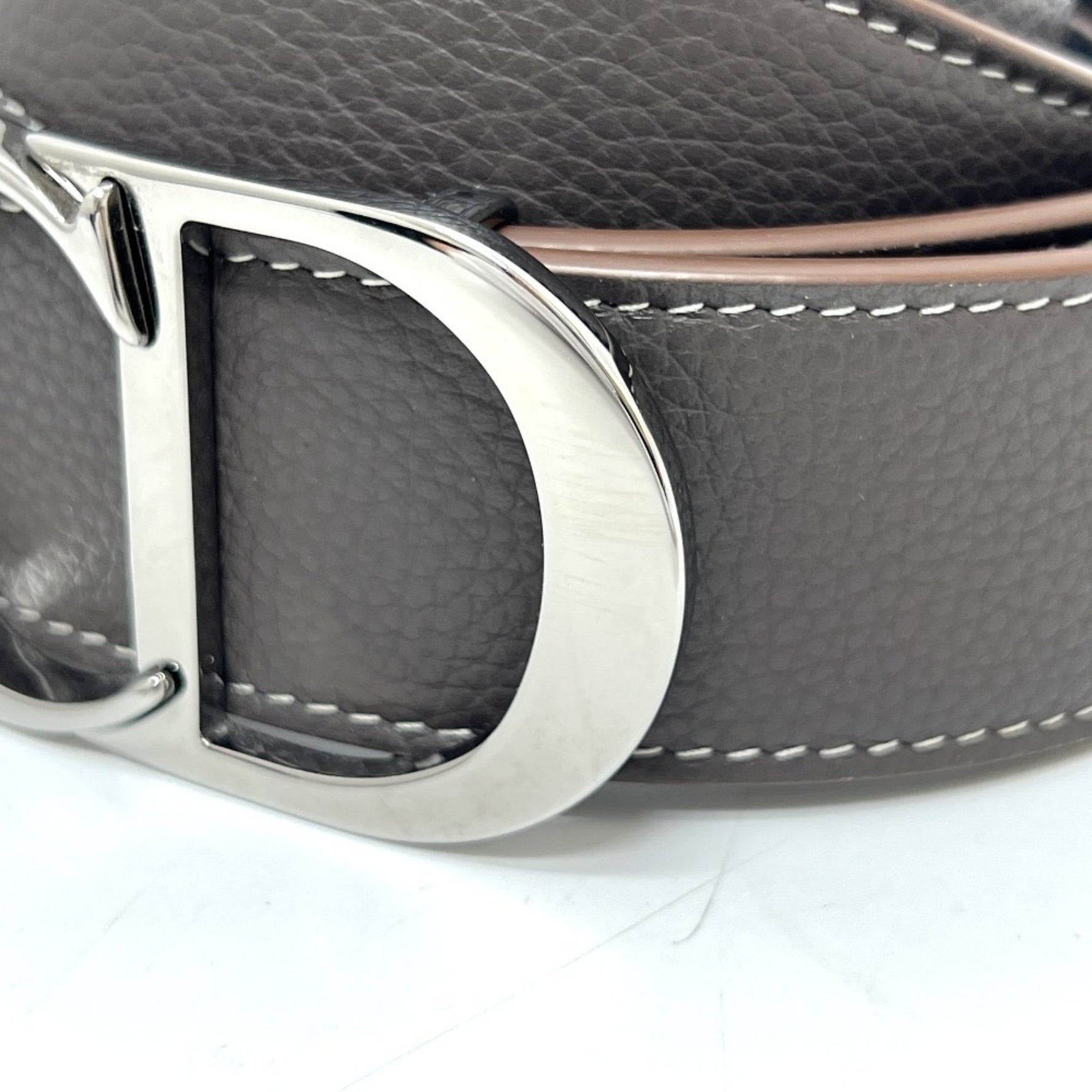 Christian Dior Dior CD logo buckle belt, accessory, small item, leather, brown