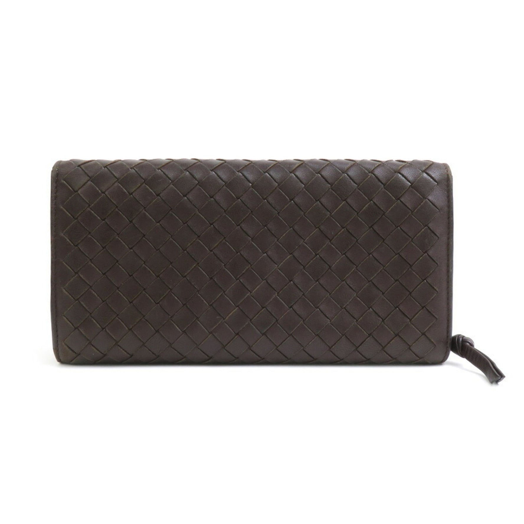 Bottega Veneta Long Wallet Intrecciato Leather Dark Brown Gold Men's