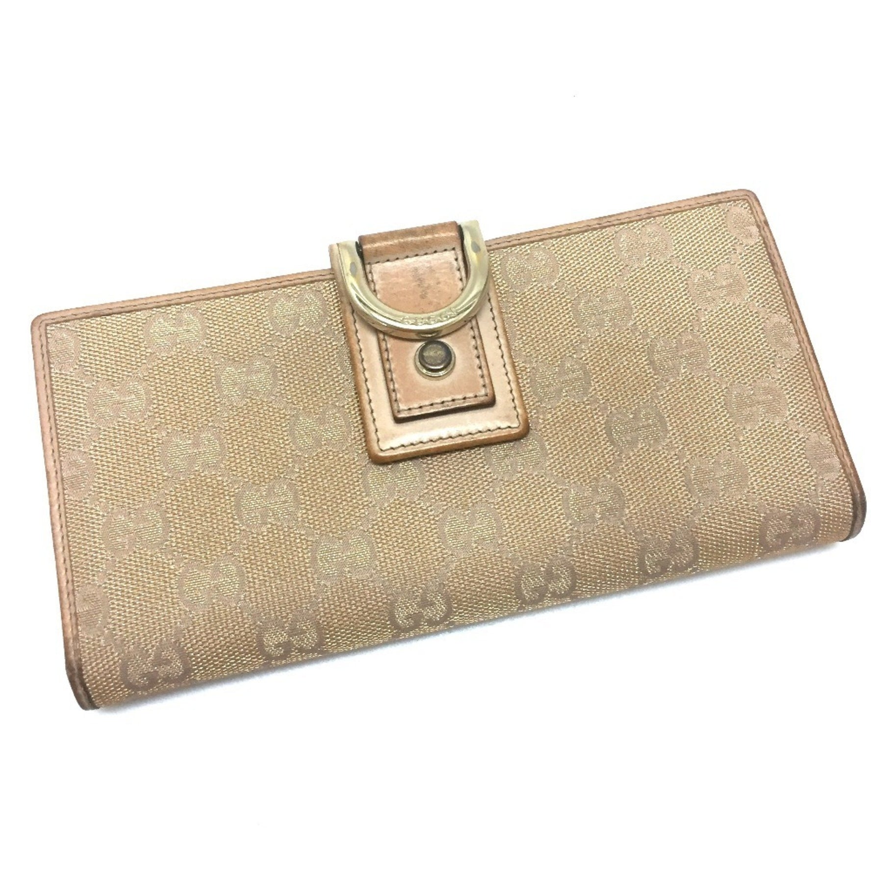 GUCCI Bi-fold long wallet NEW ABBEY GG canvas pink beige ladies