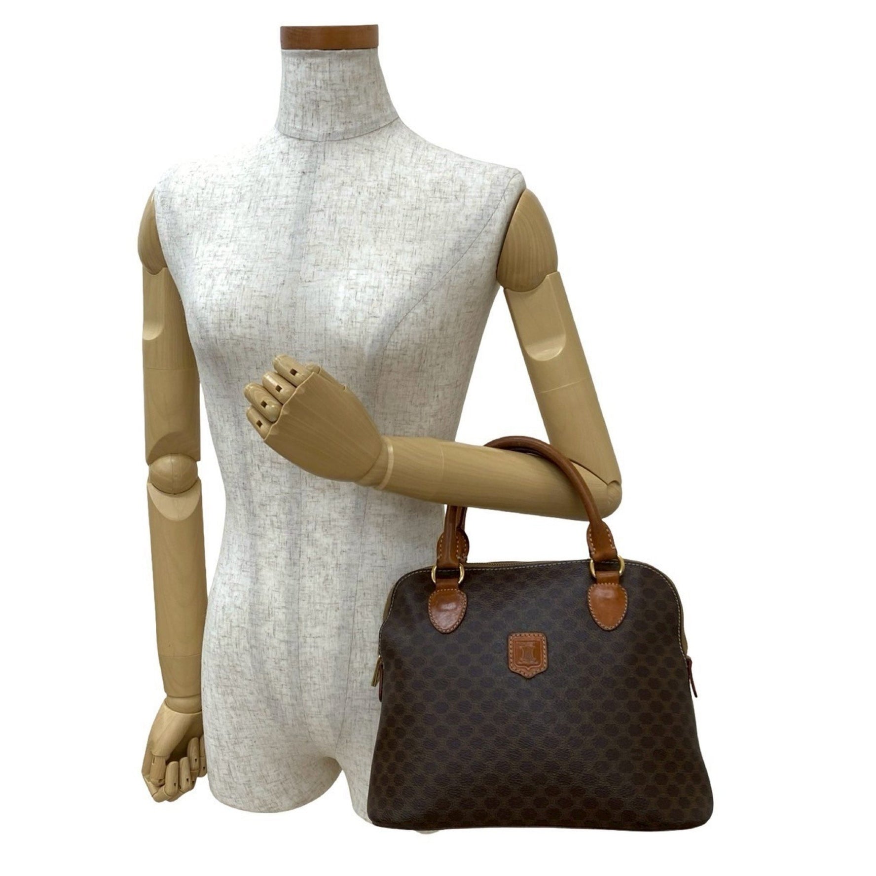 CELINE Macadam Blason Triomphe Leather Handbag/Mini Boston Bag, 997-6