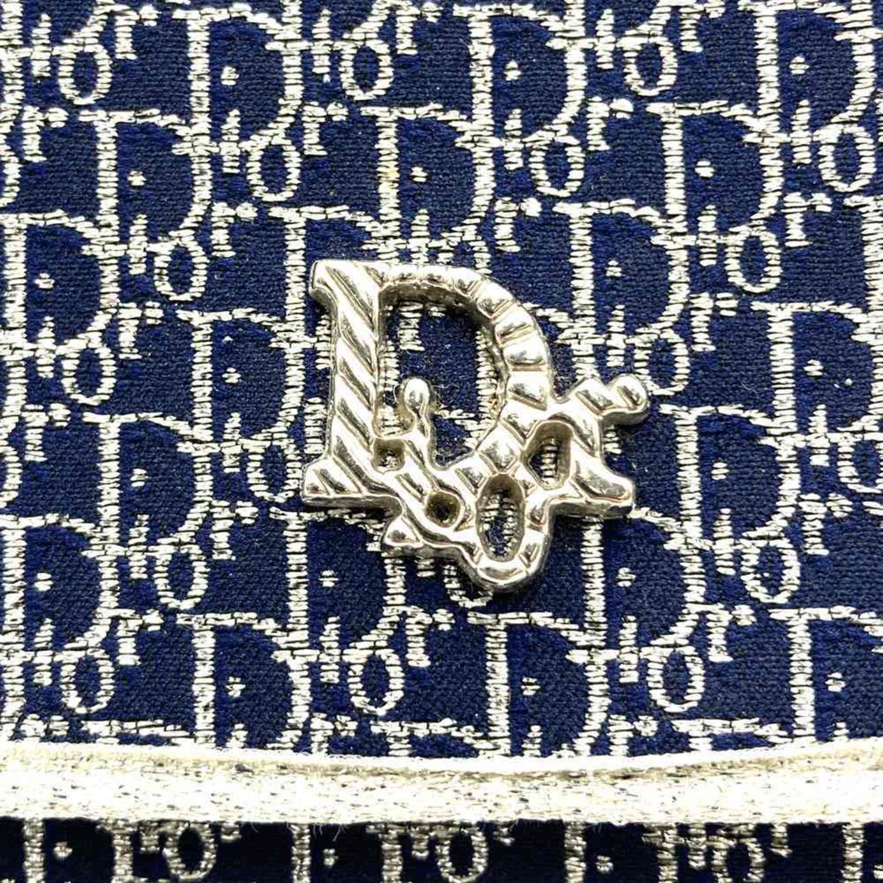 Christian Dior Chain Shoulder Bag Glitter Thread Canvas