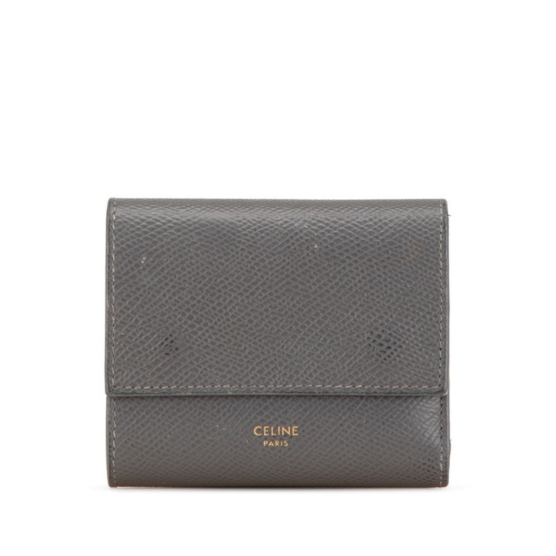CELINE Small Trifold Wallet Grey Leather
