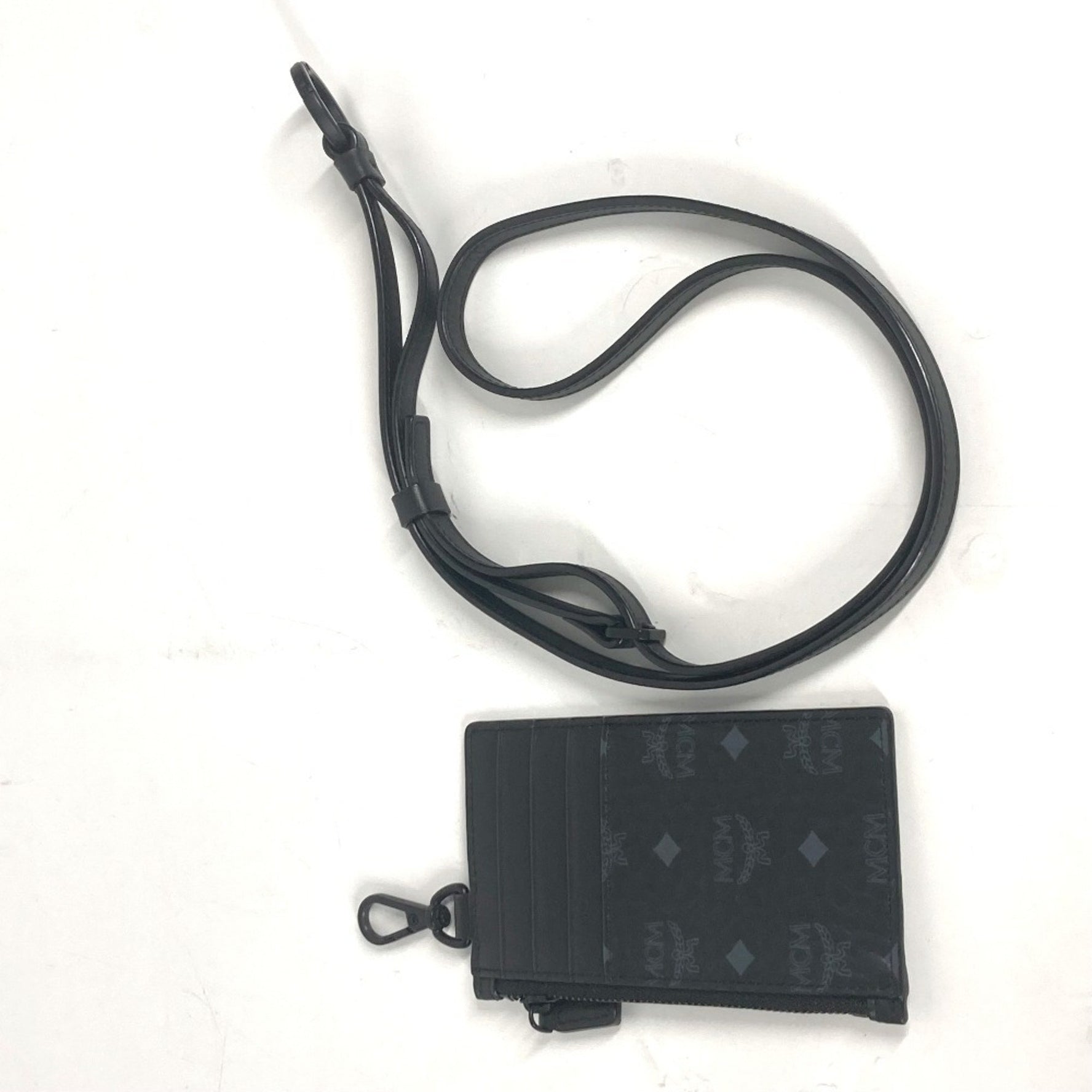 MCM Looney Tunes Collaboration Visetos Tweety Wallet Coin Purse Fragment Case with Neck Strap Wallet/Coin Leather Black