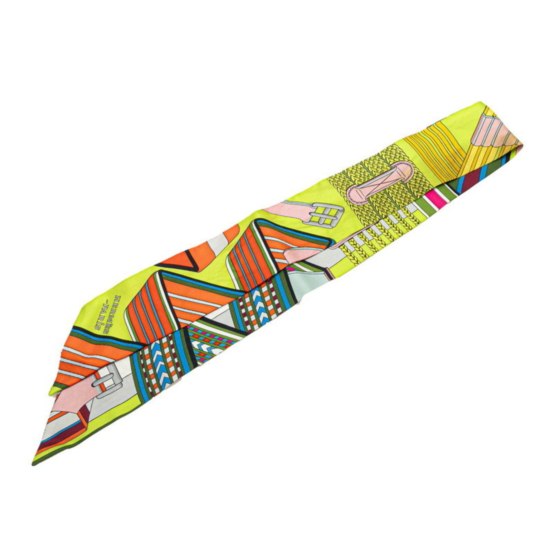 Hermes Twilly SANGLES EN ZIGZAG Zigzag Sangle Scarf, Multicolored Silk
