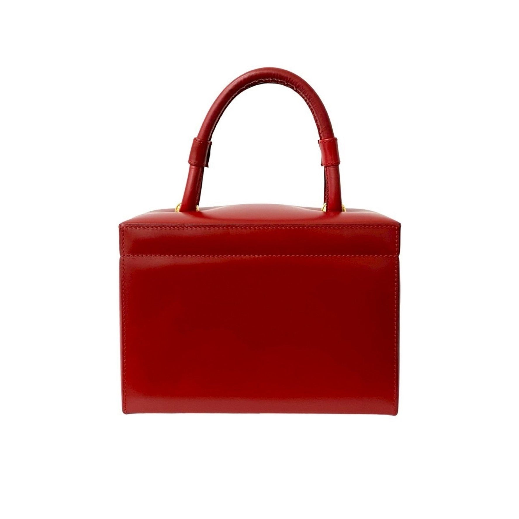 LOEWE Anagram Logo Hardware Calfskin Leather Handbag Vanity Bag Red
