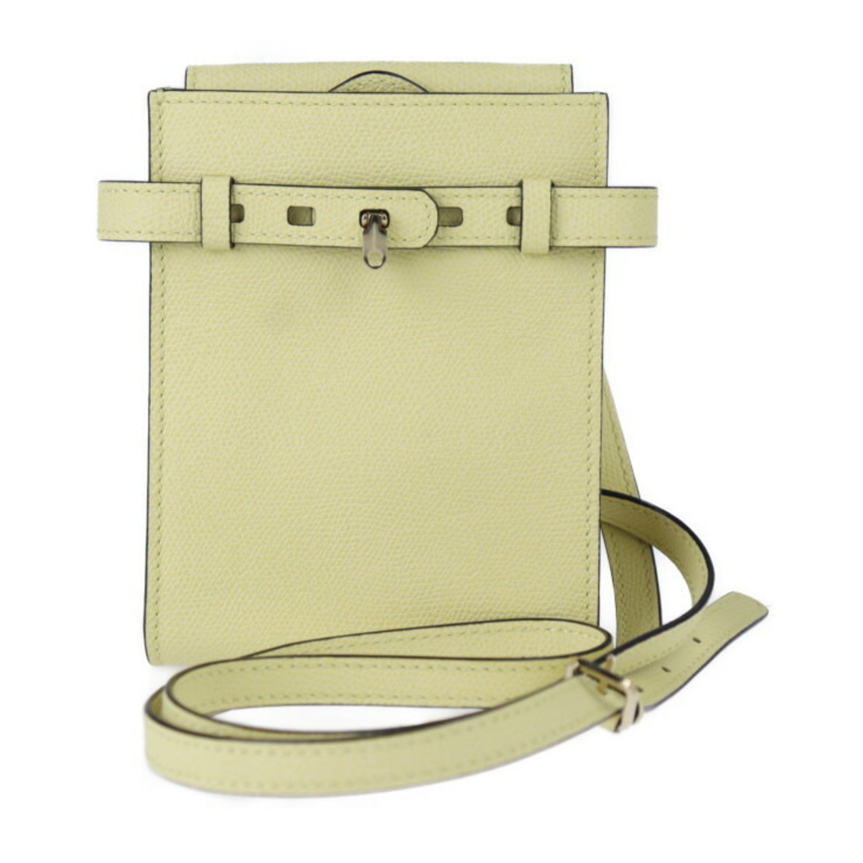 Valextra Slim B Truckolina Shoulder Bag 028 Calf Leather Light Yellow Gold Metal Fittings Pochette Crossbody