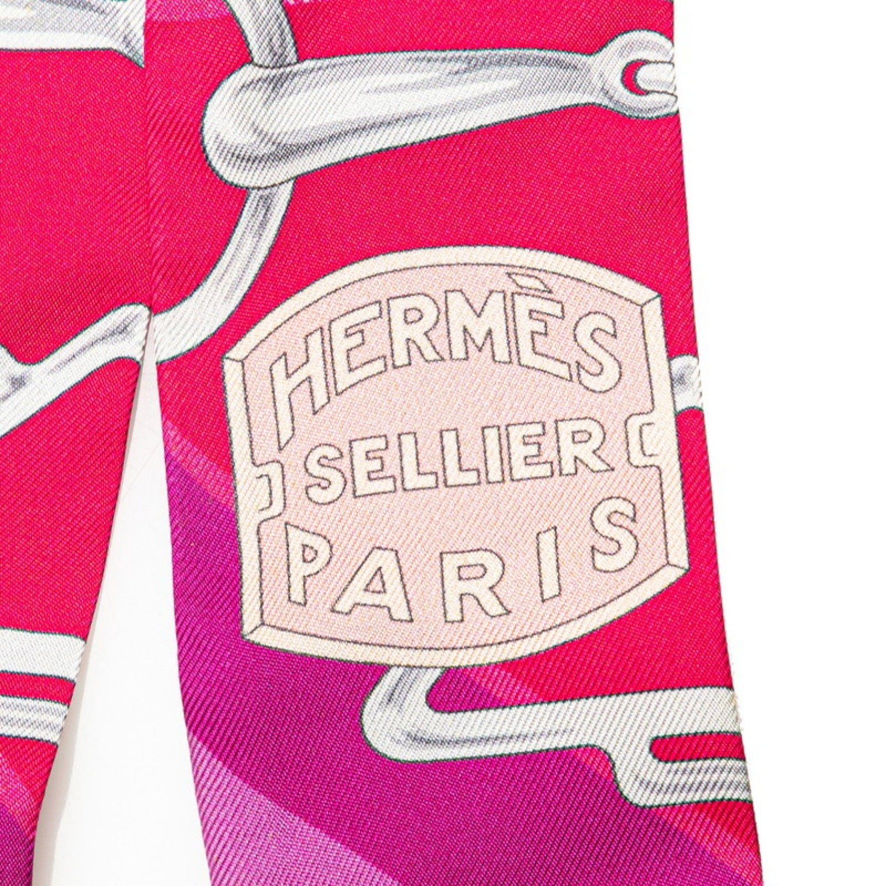 Hermes Hermès Twilly Panoplie Equestre Equestrian Gear Scarf/Muffler in Pink Multicolored Silk