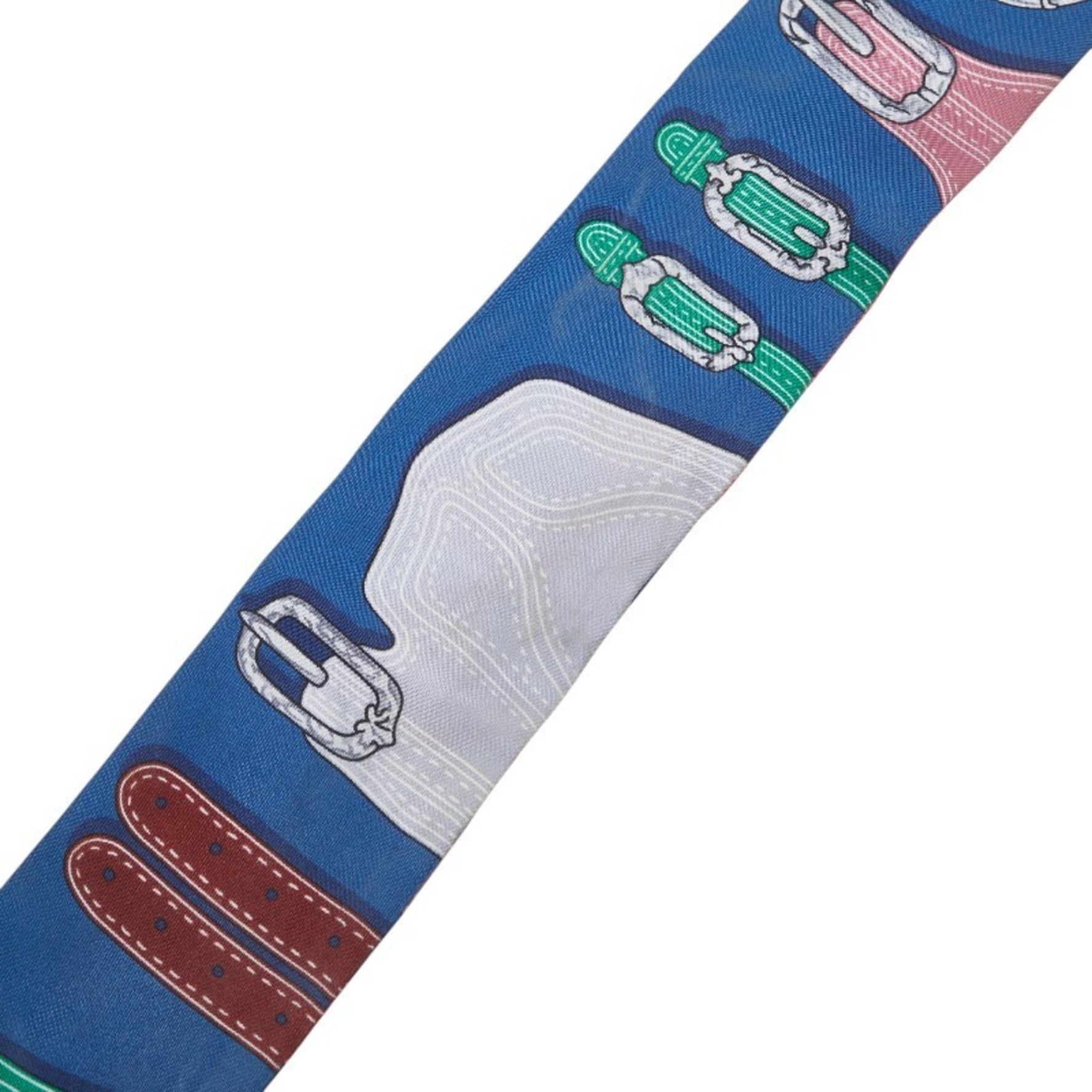Hermes Twilly Belt Motif Scarf, Blue Multicolor Silk