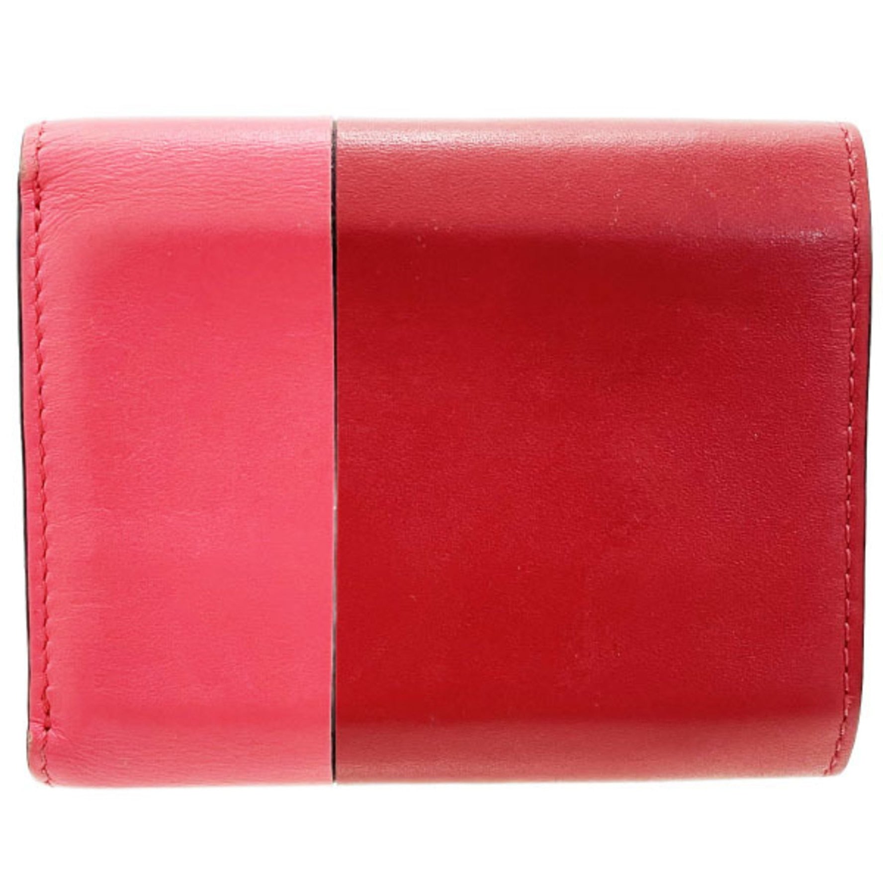 LOEWE Wallet Trifold Calf Leather Red Coral Pink 109 10 320 Anagram Bicolor Compact