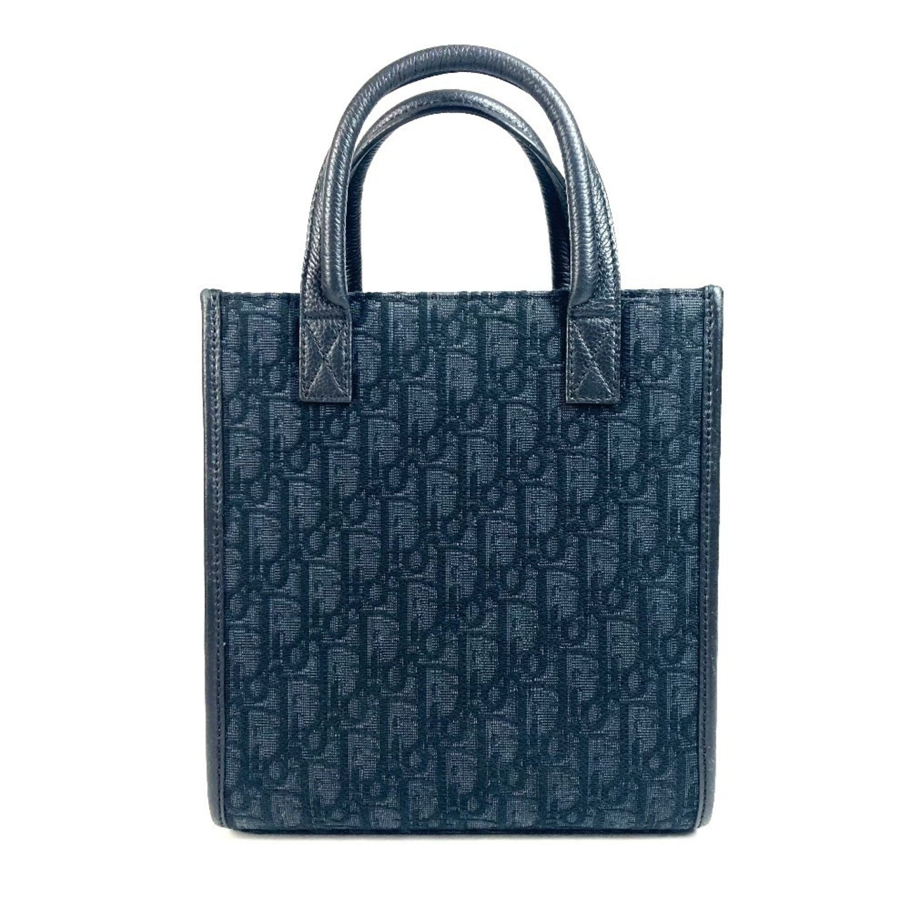 Christian Dior Dior Safari North-South Tote Bag Logo Oblique Handbag in Leather and Canvas, Black Women