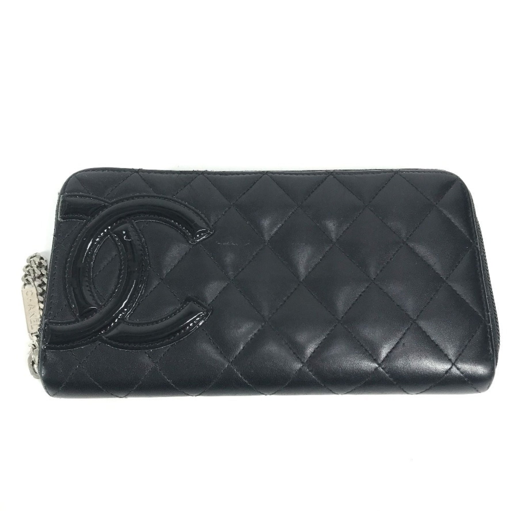 CHANEL Cambon Line CC Coco Mark Long Wallet Round Zipper Leather