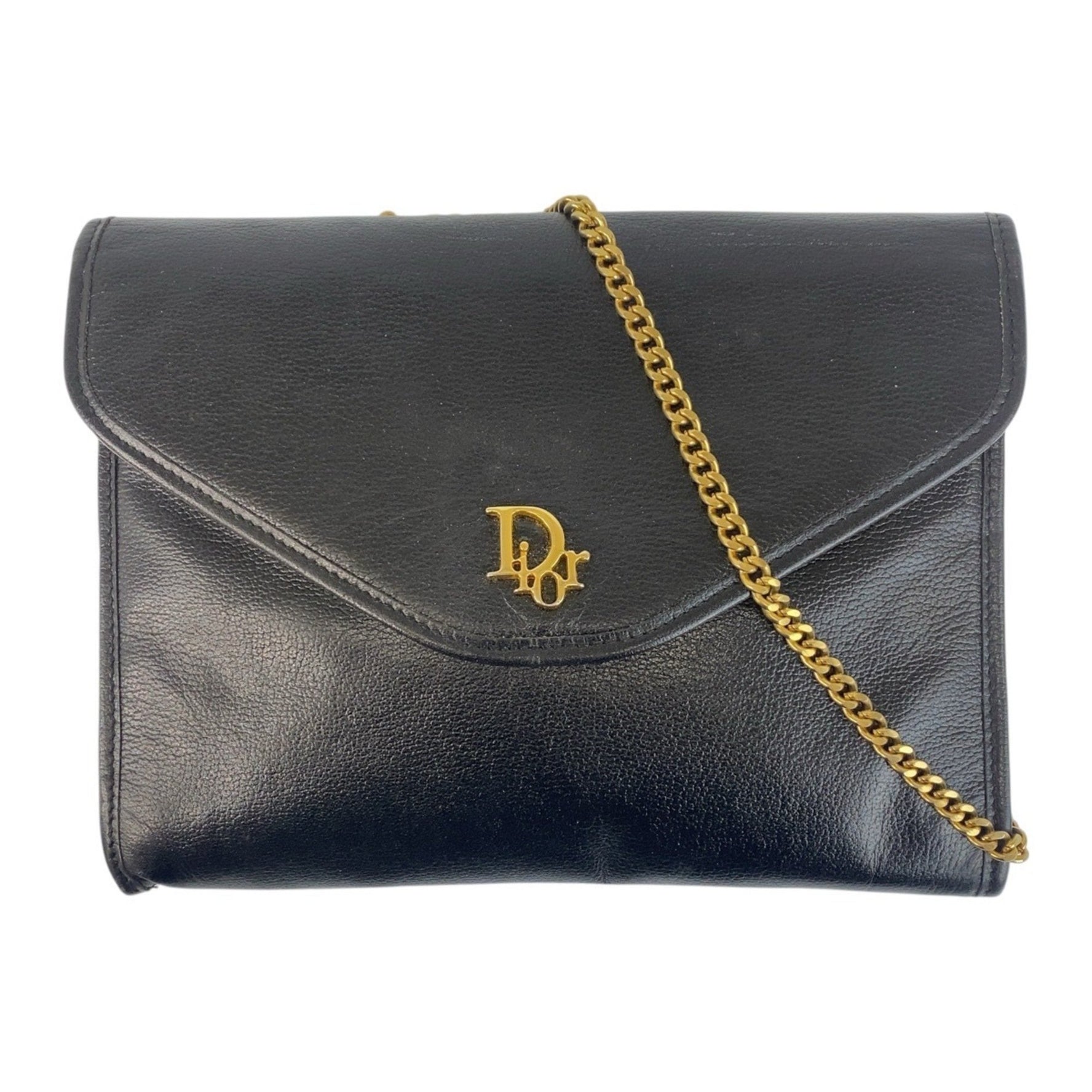 Christian Dior Dior Vintage Leather Chain Shoulder Bag with Gold Hardware, Clutch