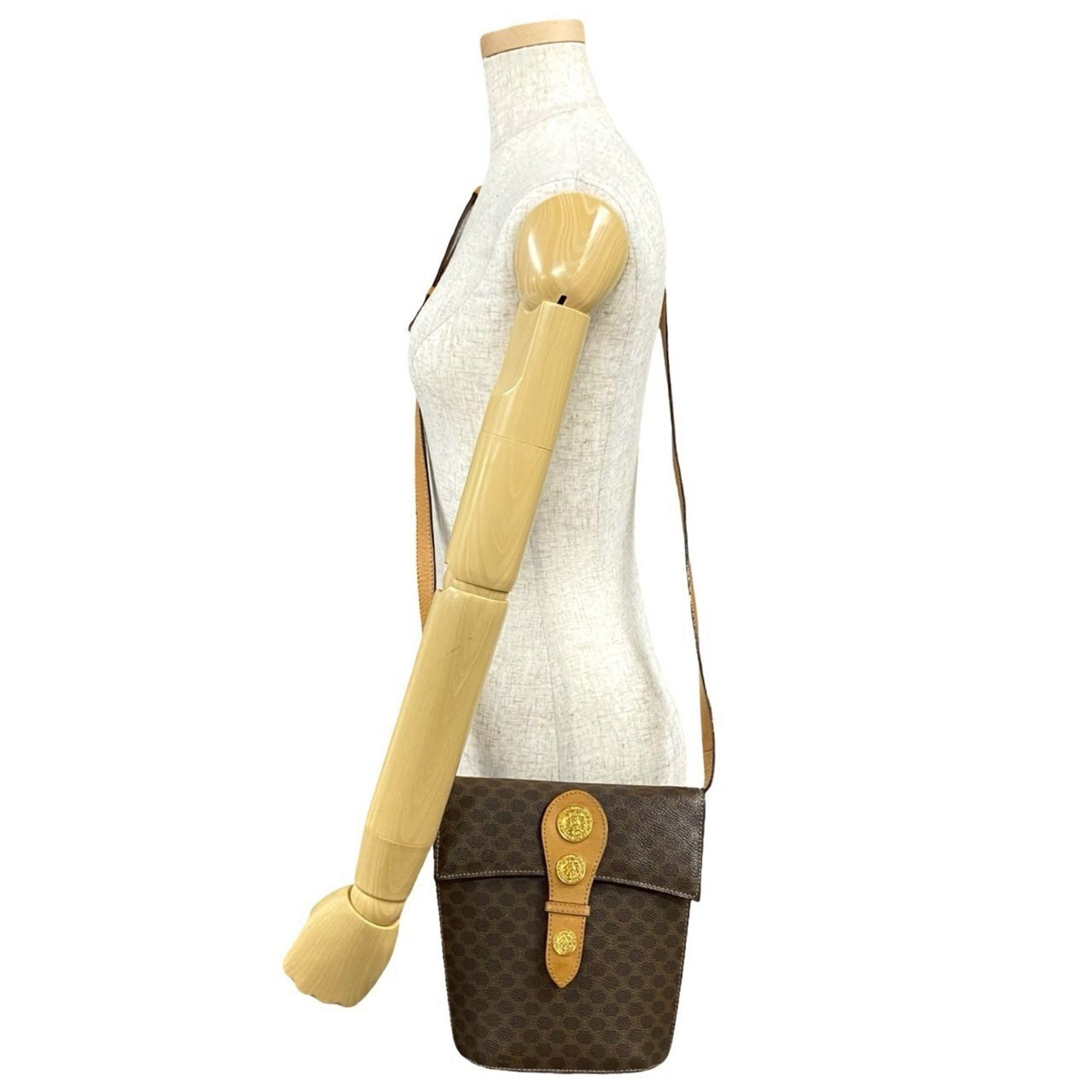 CELINE Macadam Blason Triomphe Medal and Coin Motif Leather Shoulder Bag