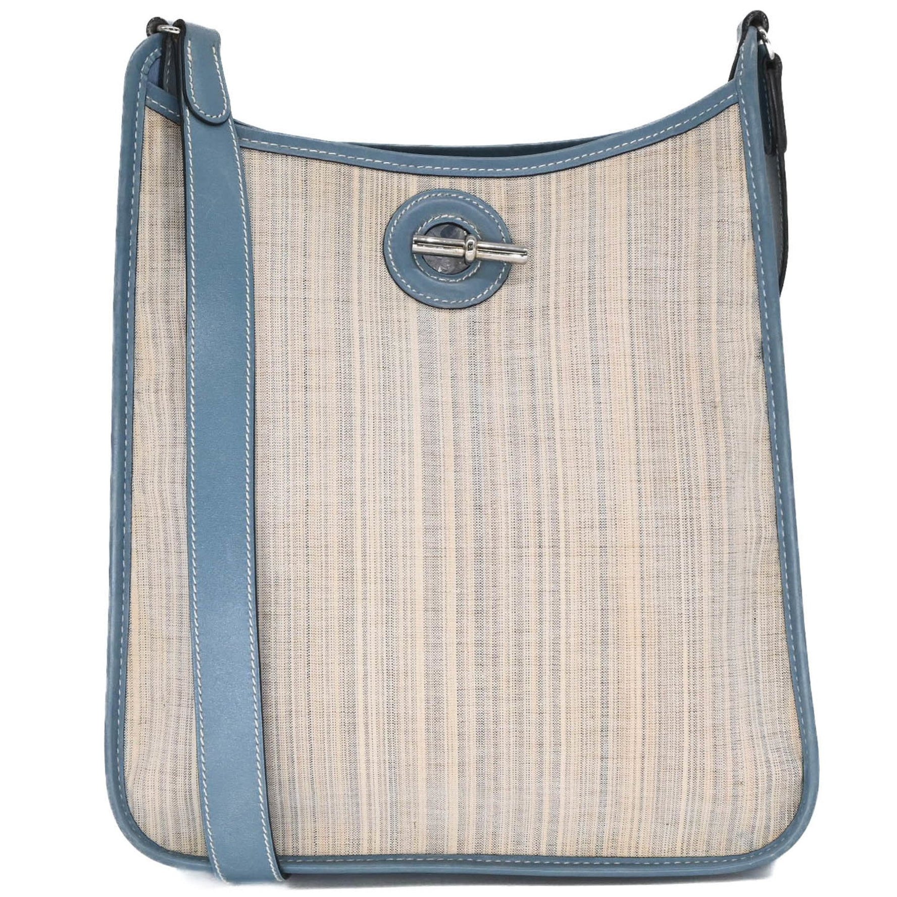 HERMES Vespa PM Canvas Blue Jean Shoulder Bag #□B