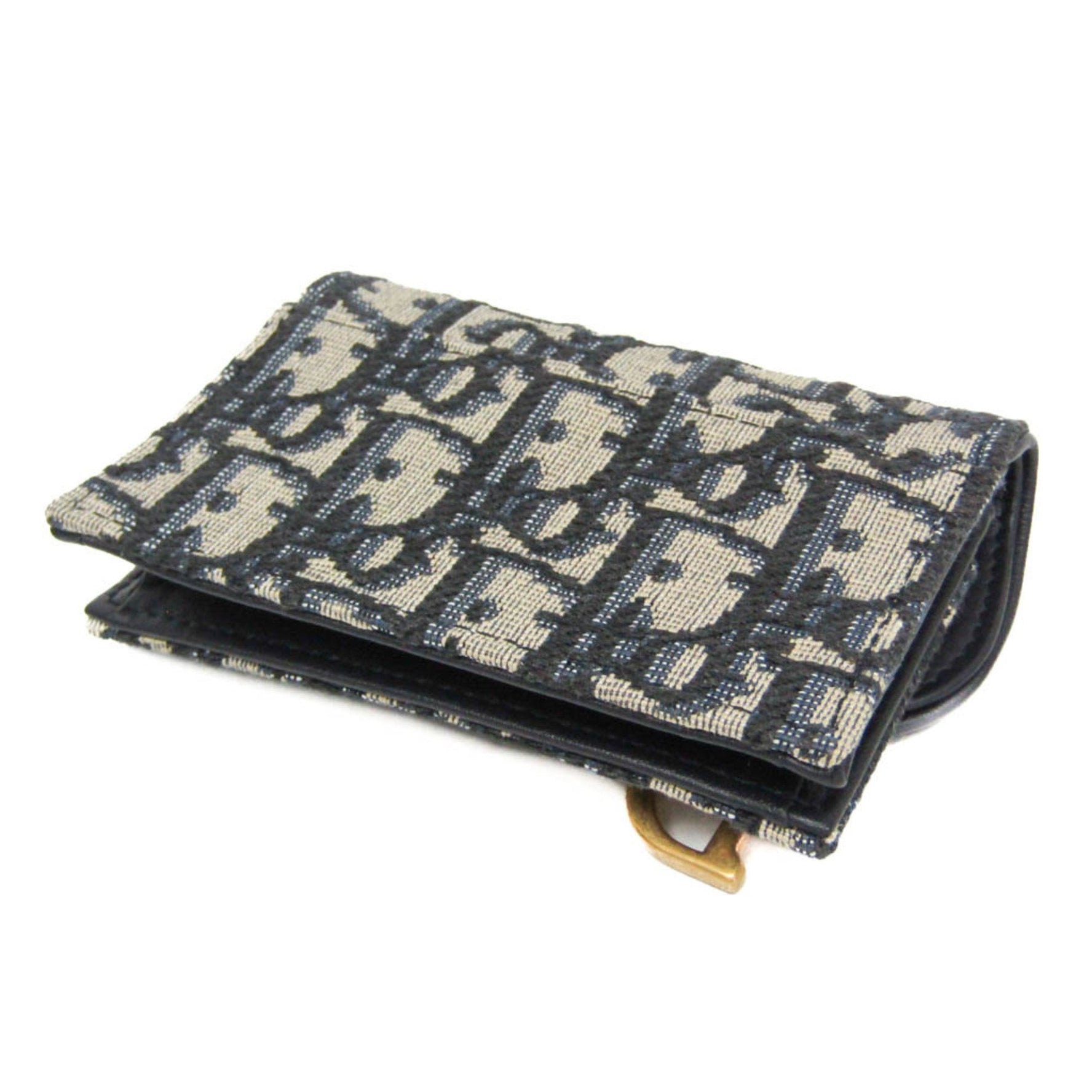 Christian Dior Oblique Saddle Bloom Card Holder Jacquard Card Case Beige,Black,Blue