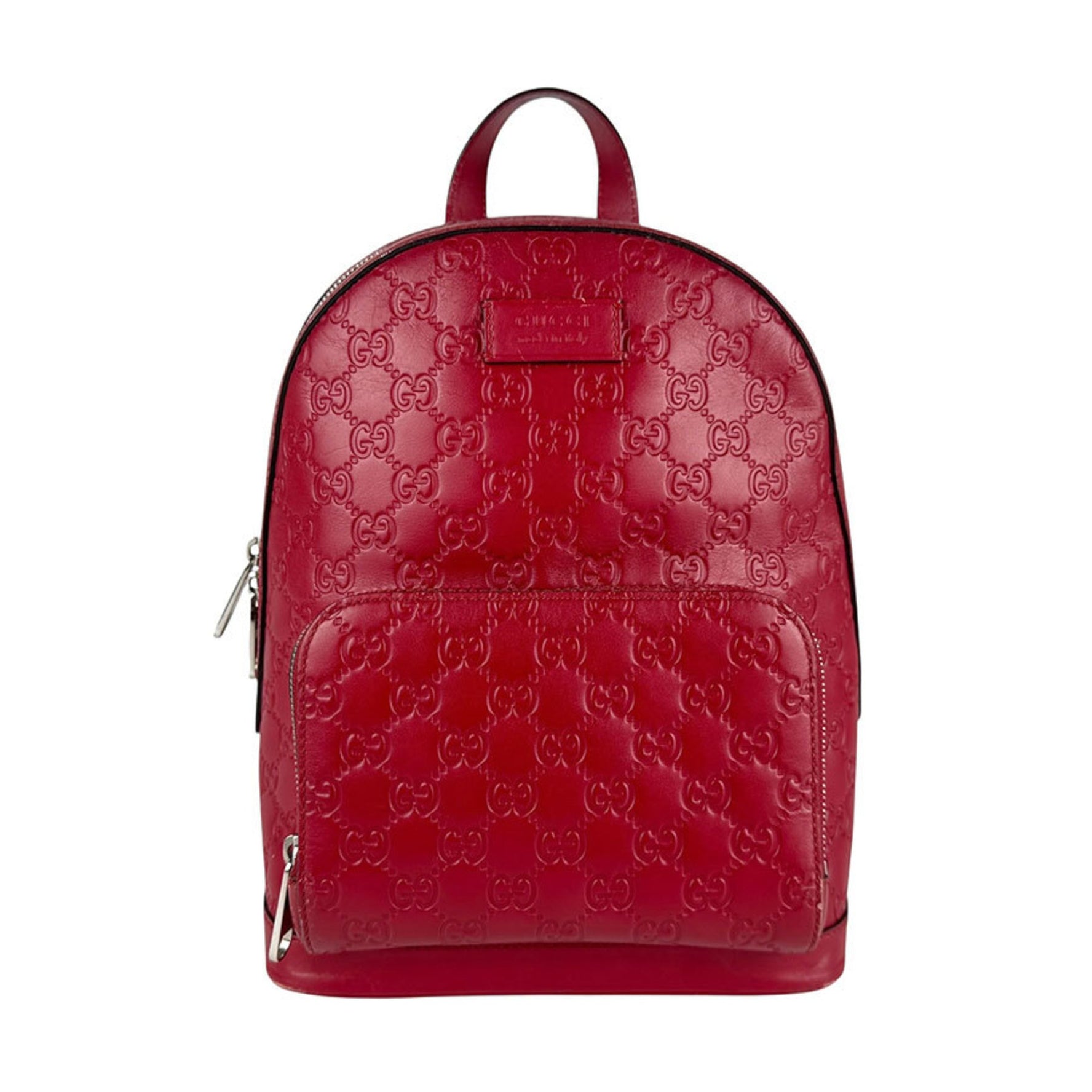Gucci Guccissima Leather Backpack in Red and Silver