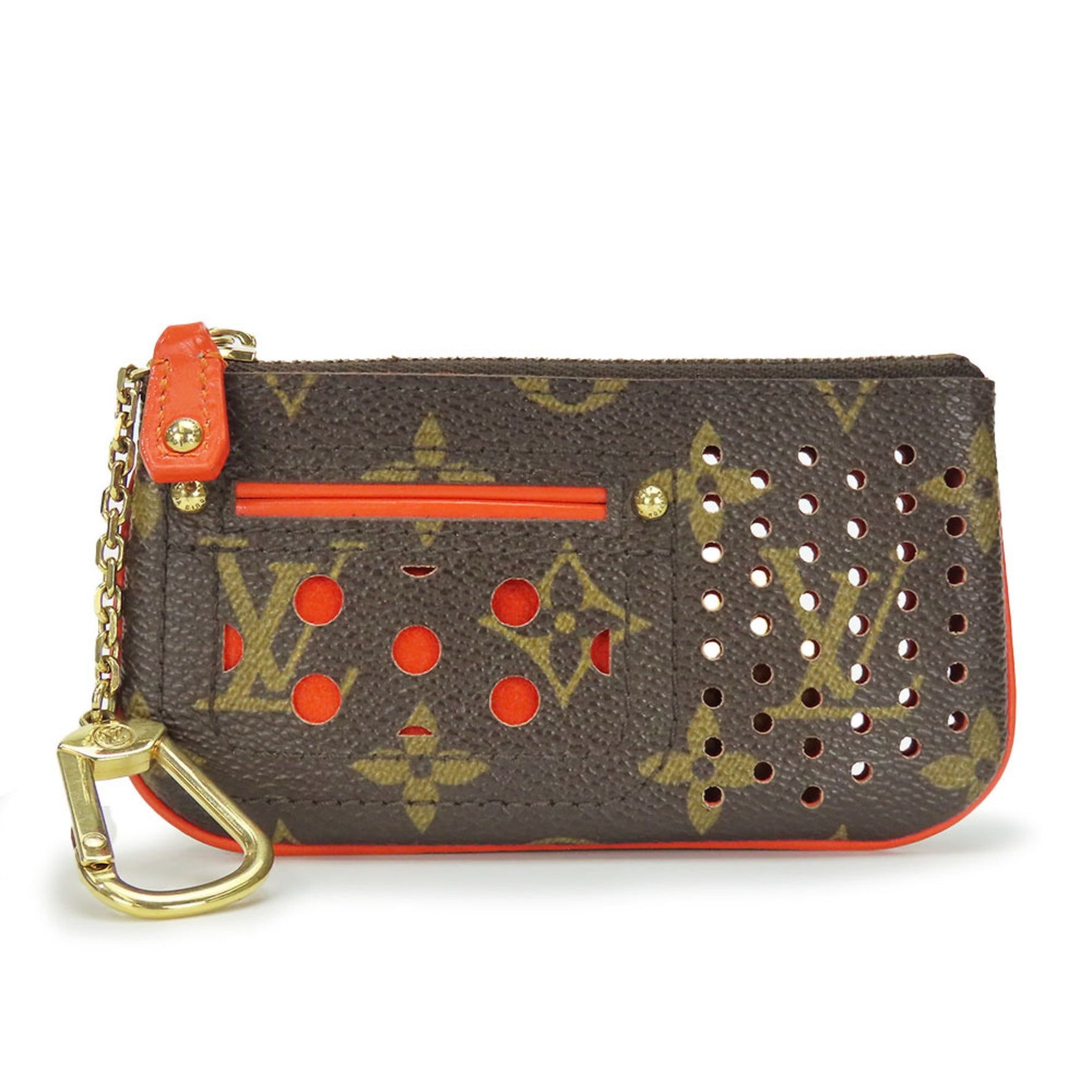 Louis Vuitton Wallet/Coin Case Pochette Cle Monogram Perforated Orange Pouch Accessories Men's
