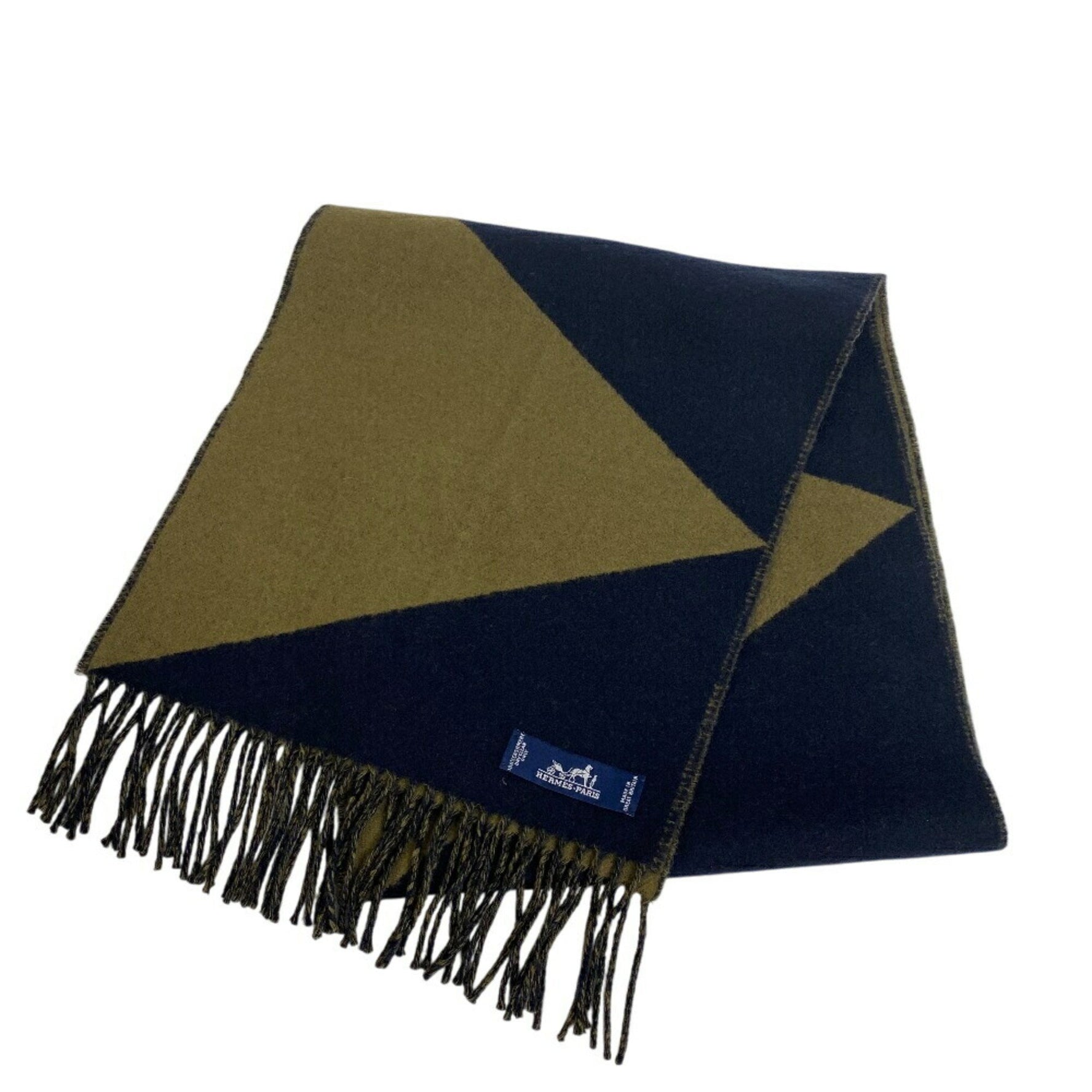 HERMES Zigzag Kazak Scarf, Fluffy, Thick, Black, Unisex