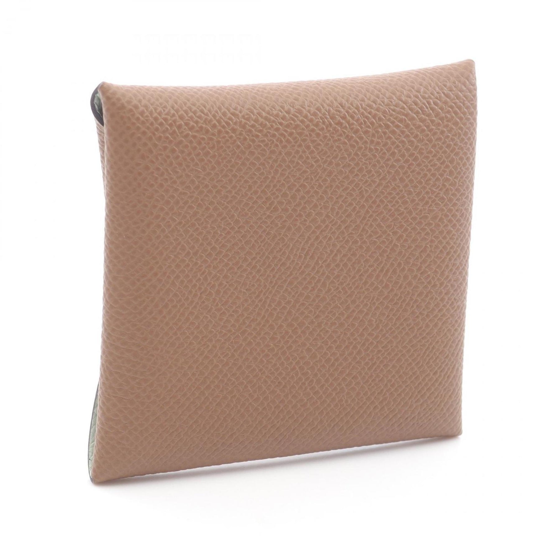 Hermes Hermès Bastia Verso Bronze Dore Vert Fizz Wallet/Coin Case Wallet, Epsom Leather