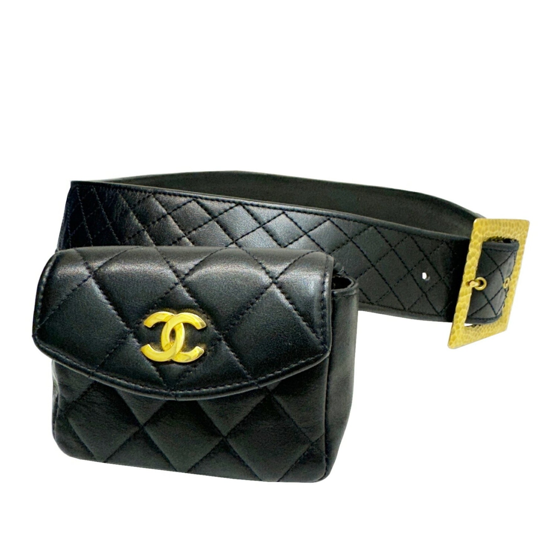CHANEL Matelasse Belt Bag Waist Pouch Coco Mark Included Ramsun Size 85