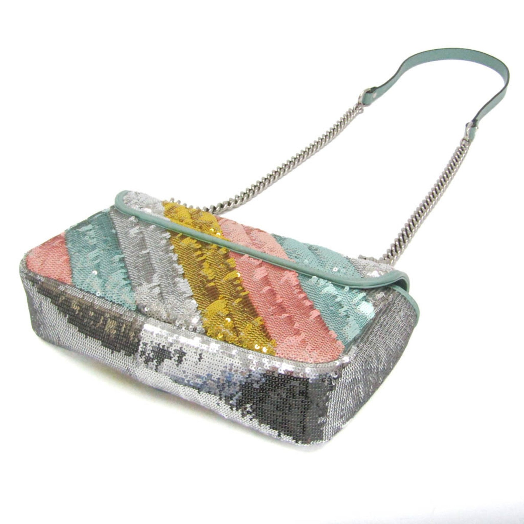 Gucci GG Marmont Leather,Spangles Shoulder Bag Gold,Silver,Pink Gold,Green