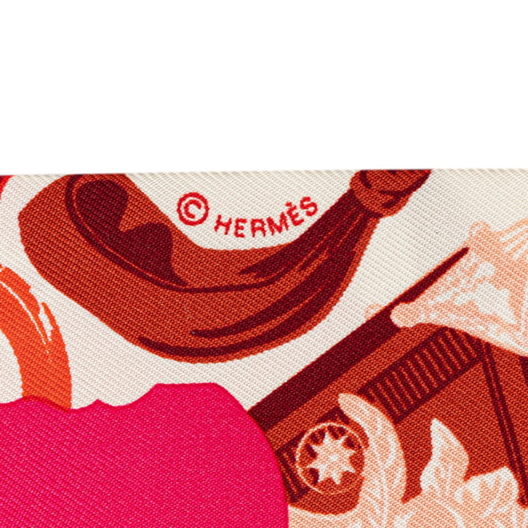 Hermès Twilly "Tout en Carre" - It's All in the Carre Scarf/Muffler, Pink Multicolor, Silk, HERMES