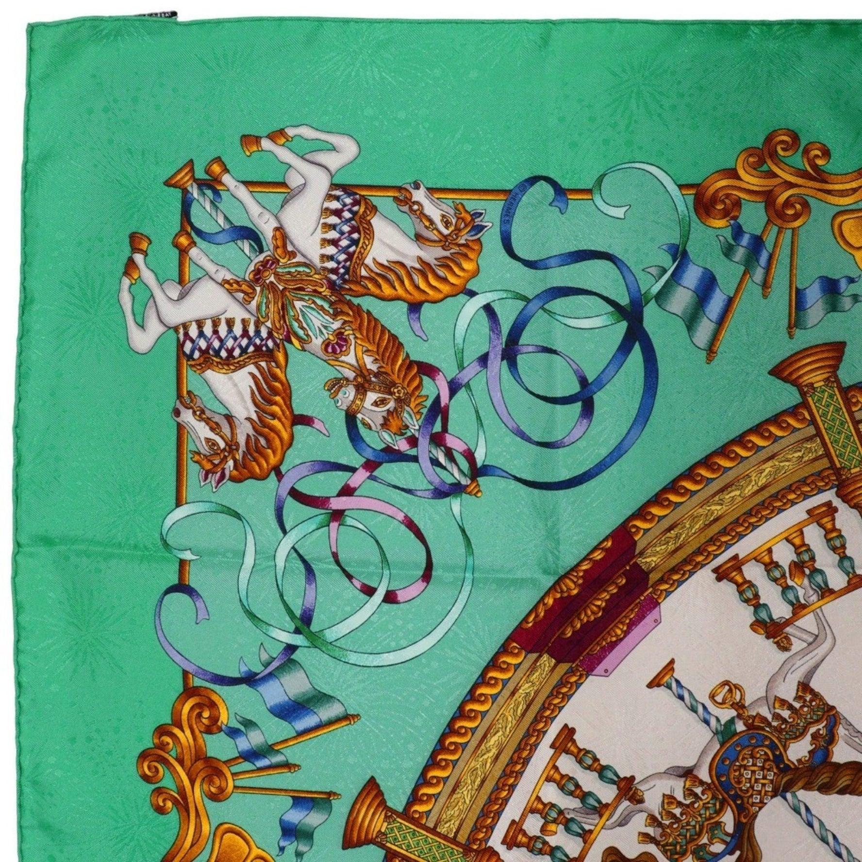 Hermes Scarf Muffler LUNA PARK Amusement Park Merry-go-round Silk