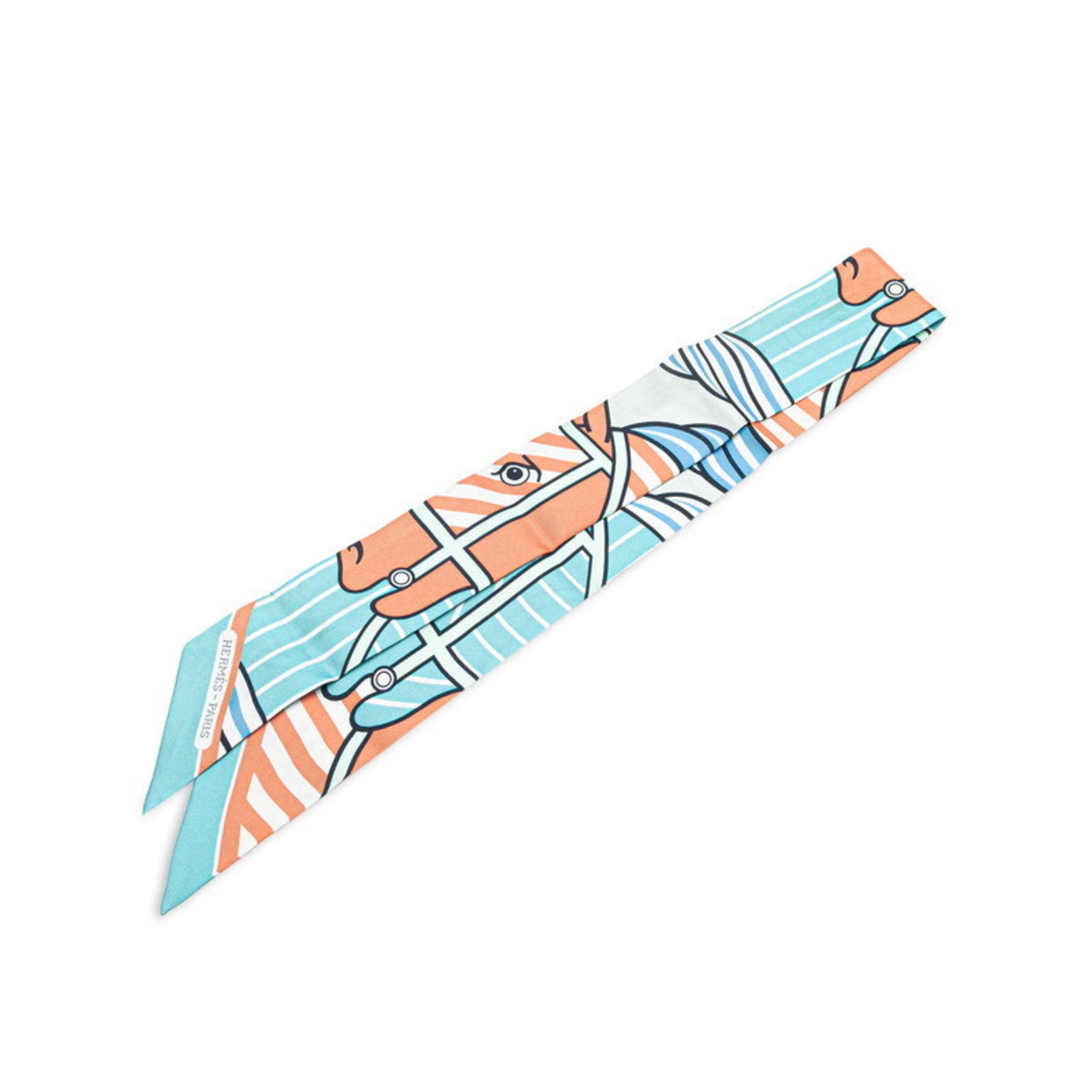 Hermès Twilly Quadrige Bayadere Scarf, Blue, Pink, Multicolor, Silk, HERMES
