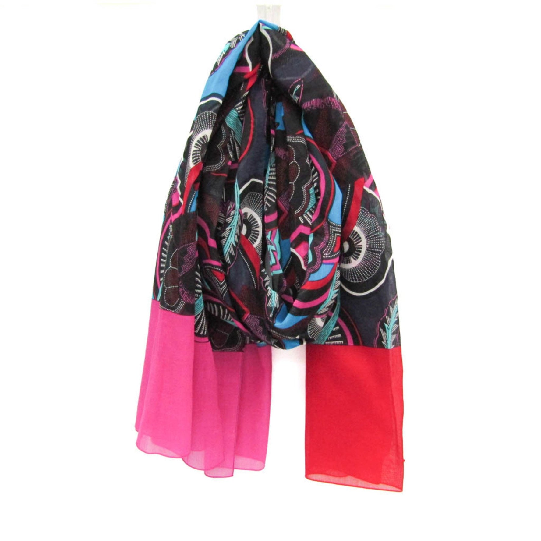Hermes BAIN Cotton Scarf Black,Purple,Red Color