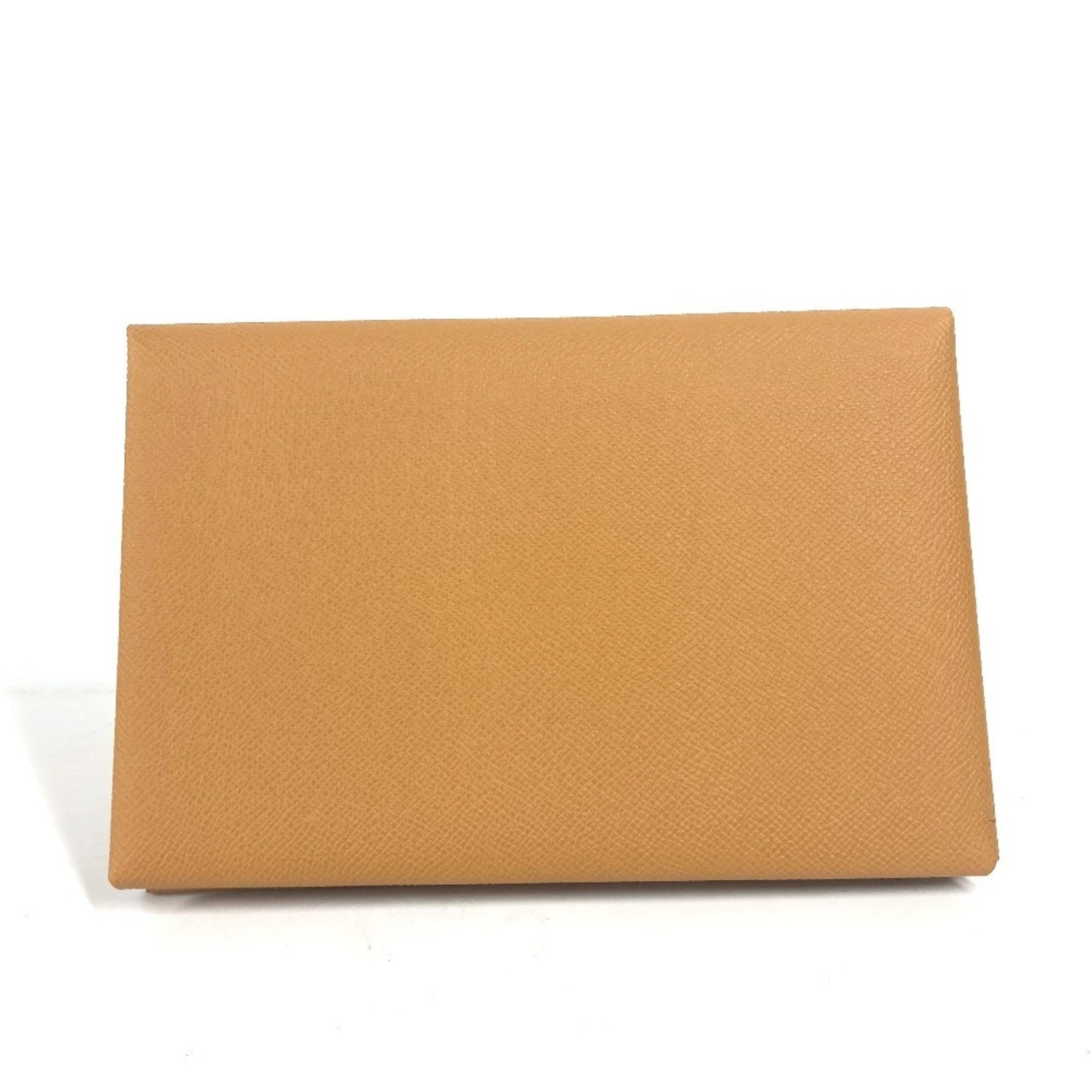 HERMES Calvi GM Flat Pouch with Pouch, Bifold Clutch Bag, Epsom Leather, Brown and Pink, Like New