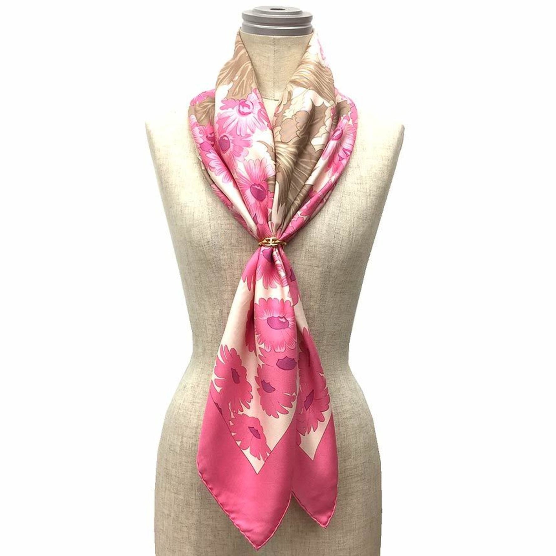 HERMES Scarf/Muffler Carré 90, FLEURS et CARLINES 2, Sunflower Bouquet, 100% Silk