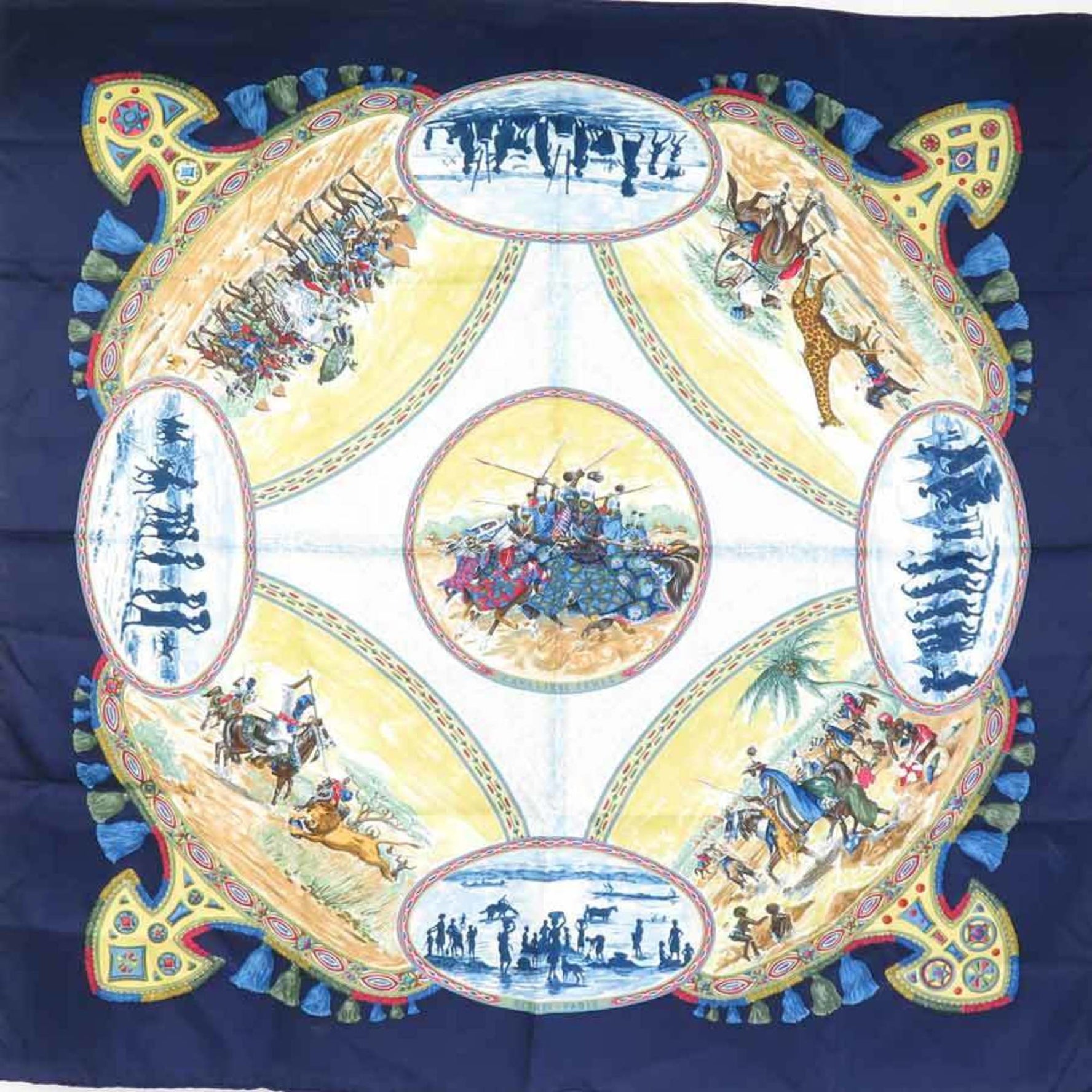 Hermes Scarf Carre 90 Silk Navy Multicolor