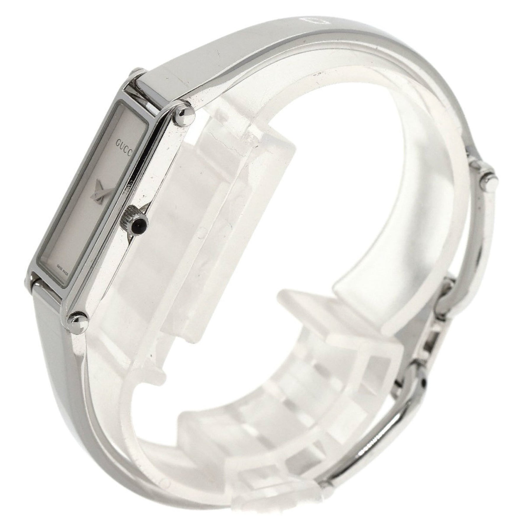 Gucci Square Face Bangle Watch Stainless Steel SS Ladies