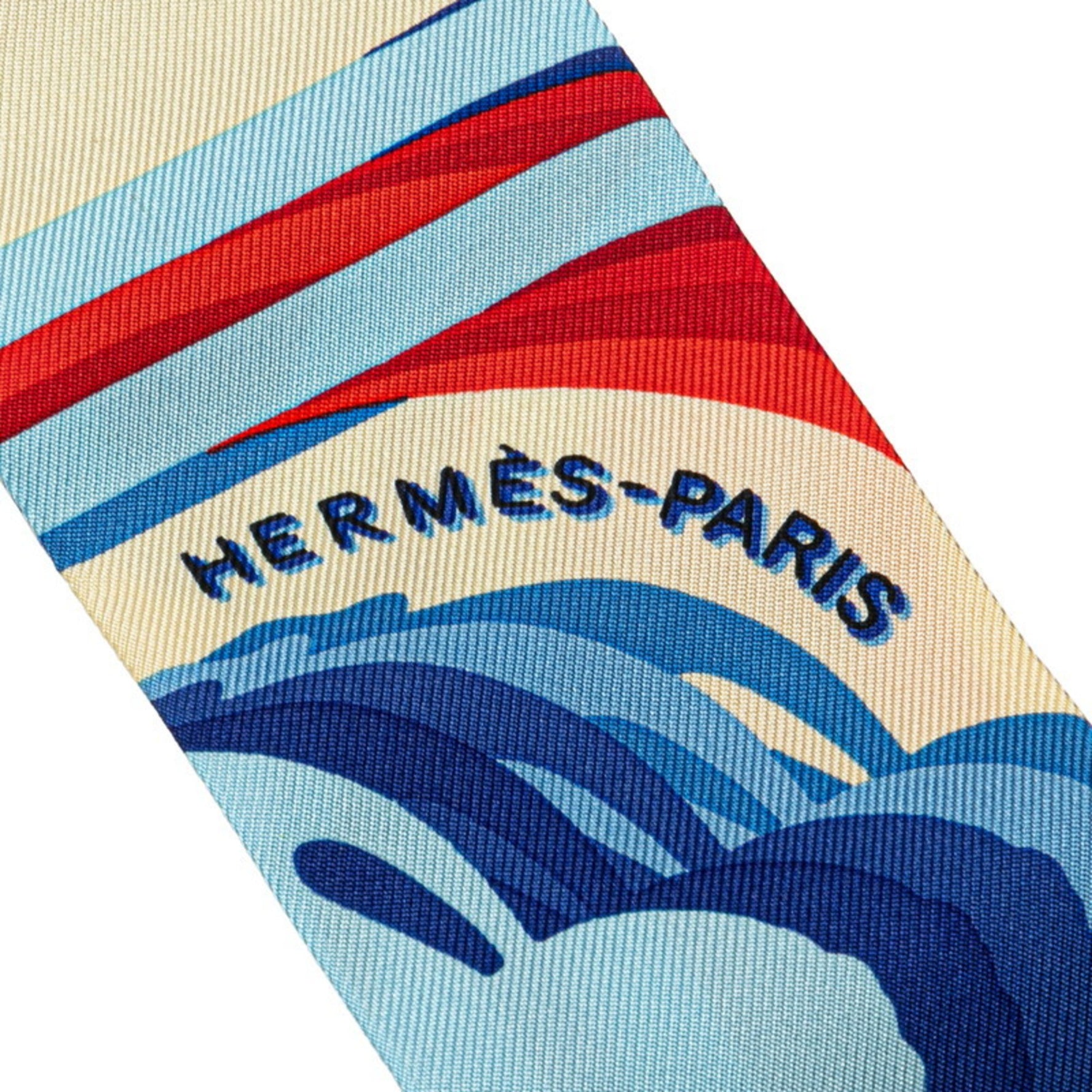 Hermes Hermès Twilly "Brides de Gala Shadow" Scarf, Blue Multicolor Silk