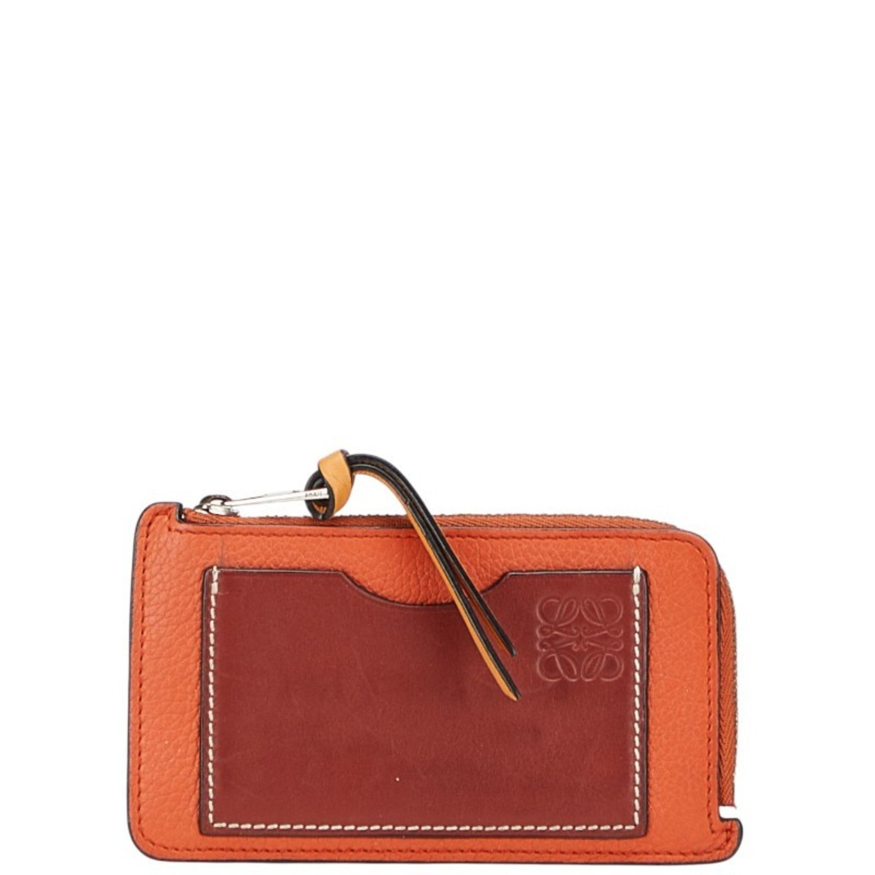 LOEWE Anagram Wallet/Coin Case, Orange/Red Leather