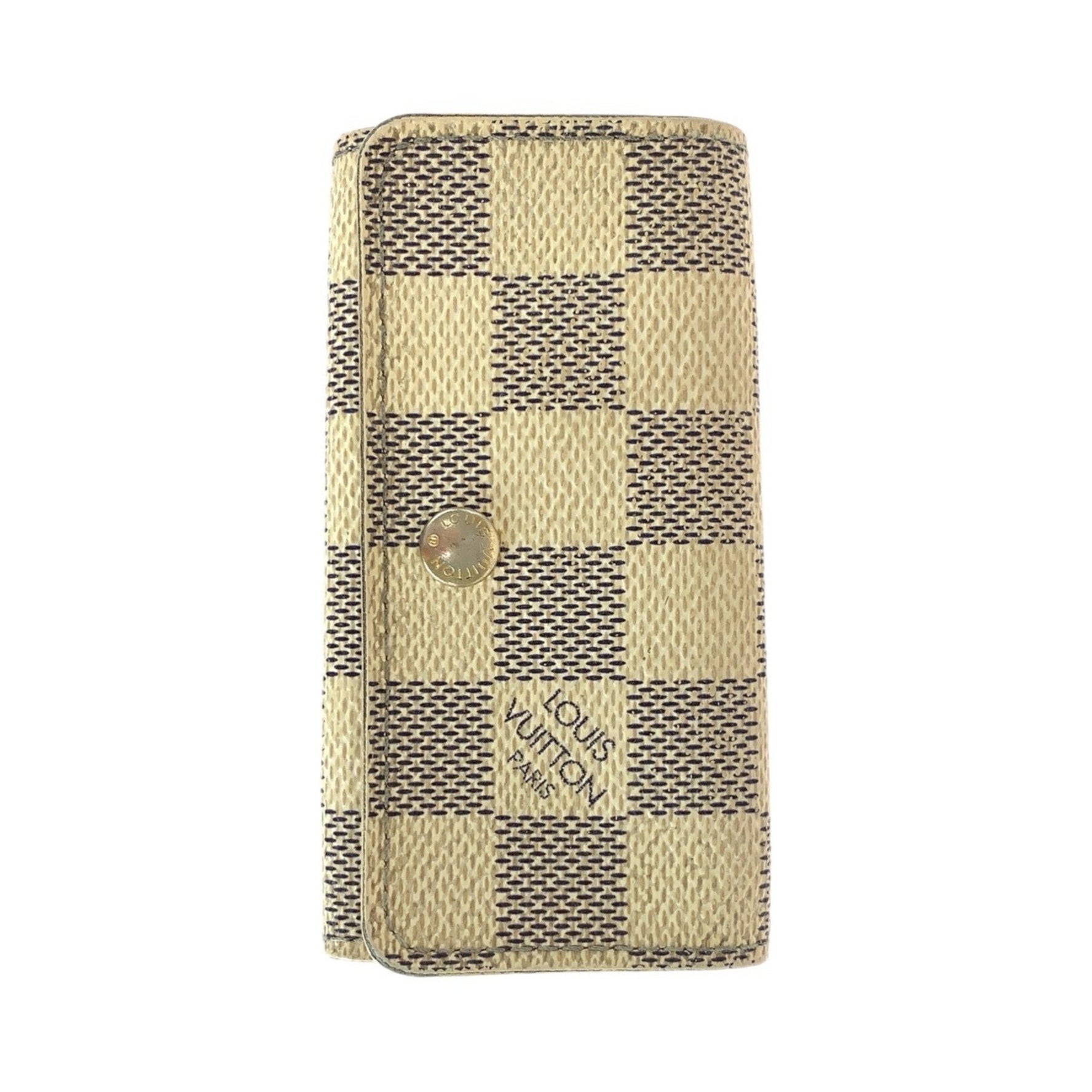 Louis Vuitton Damier Azur Multicle 4 Key Case, White/Grey with Gold Hardware, Case