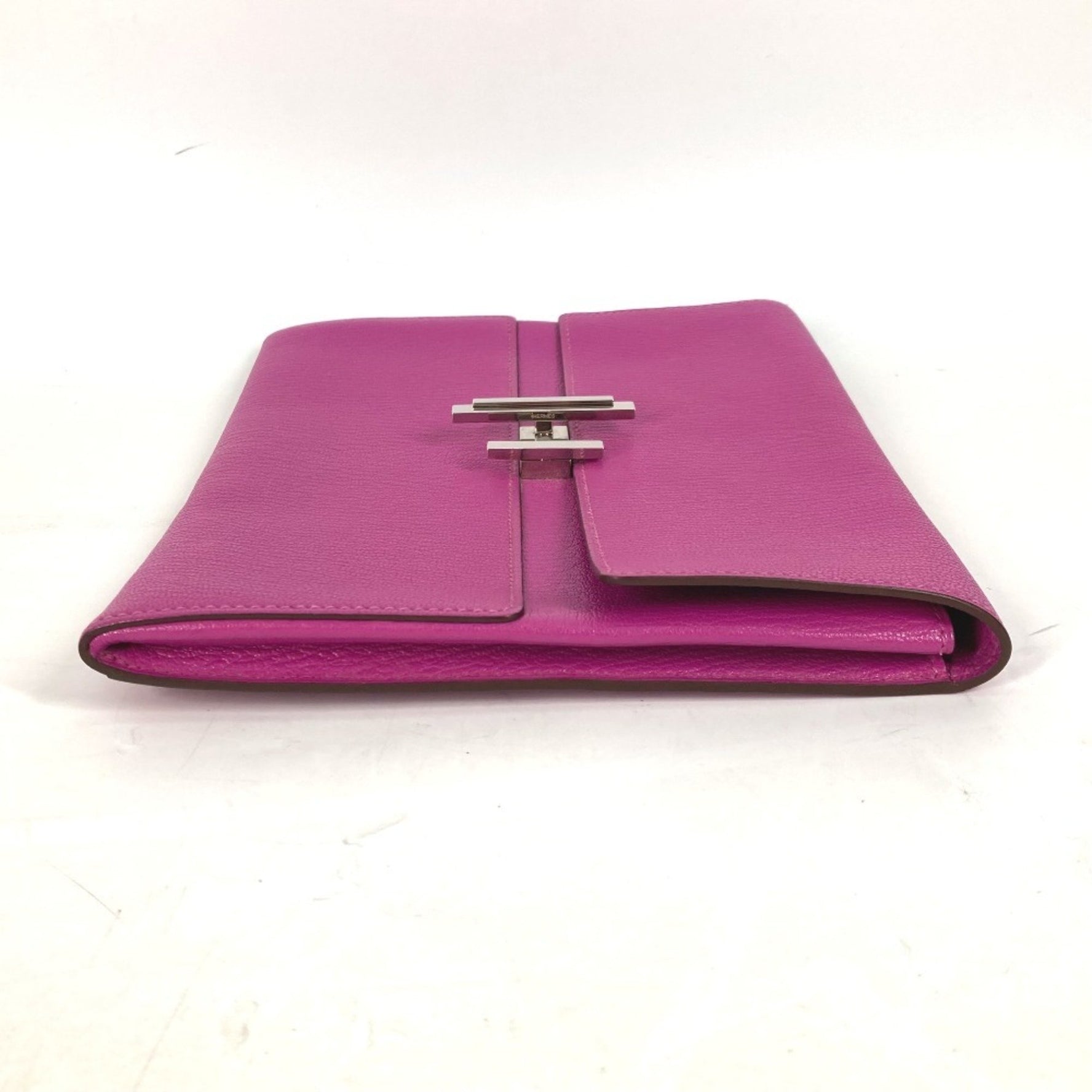 HERMES Cinetic Flap Pouch/Clutch Bag Chevre Rose Purple/Pink