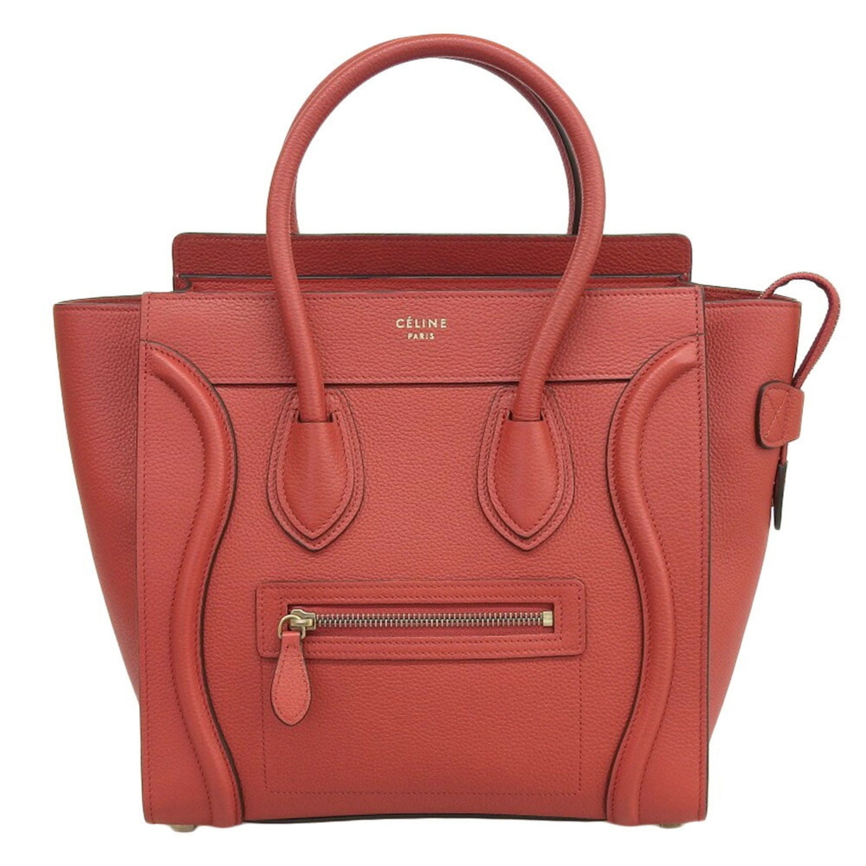 Celine luggage micro handbag leather red