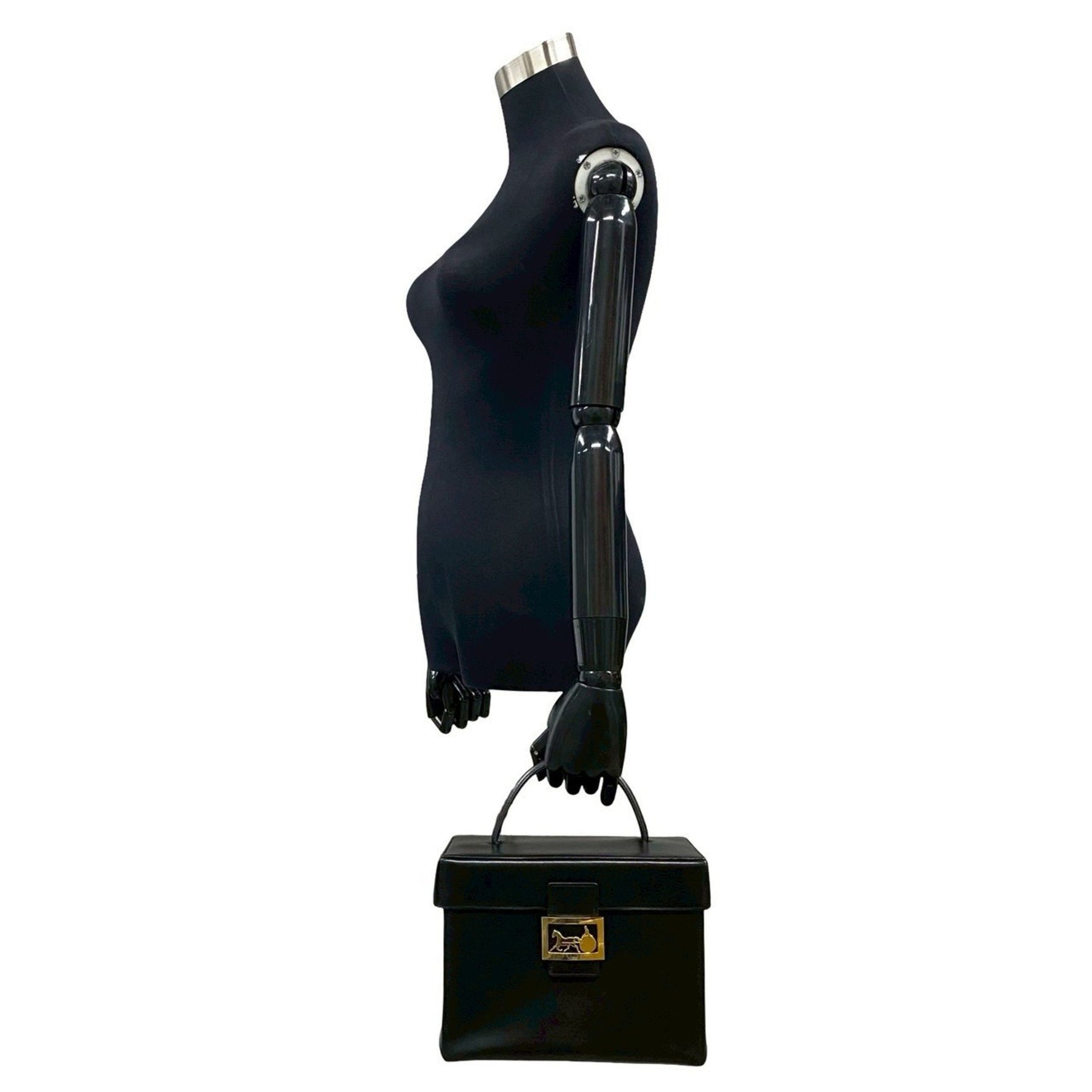 CELINE Logo Carriage Hardware Calfskin Leather Handbag Vanity Bag Makeup Box