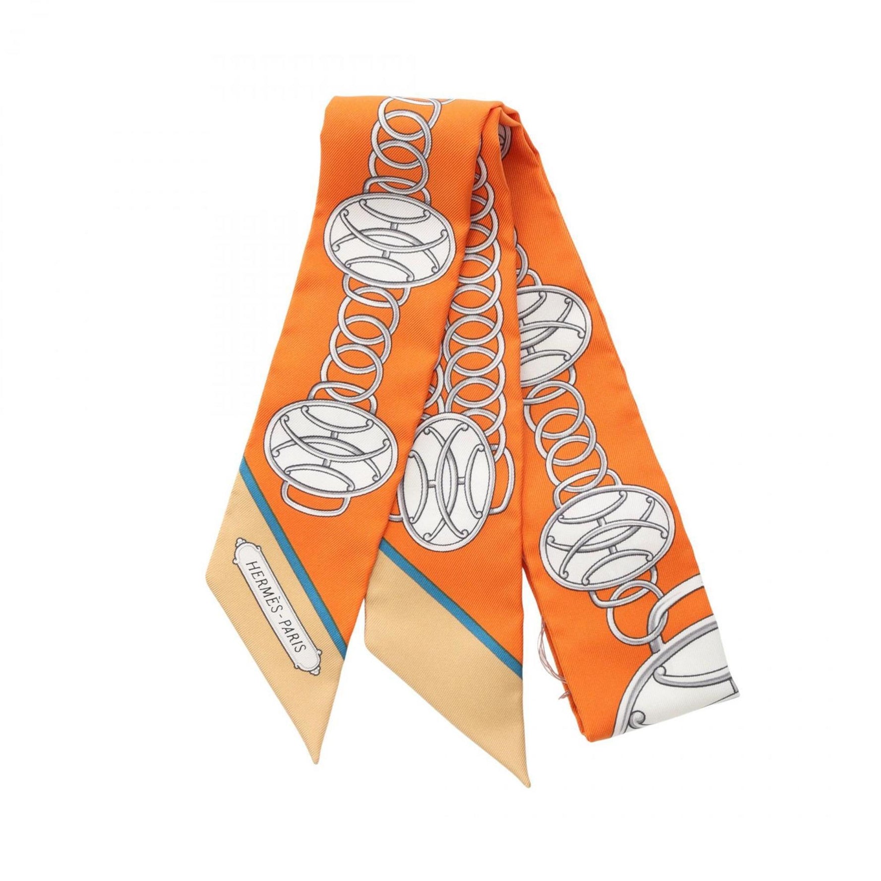 Hermes Hermès Twilly Lift Profile Silk Scarf in Orange Multicolor