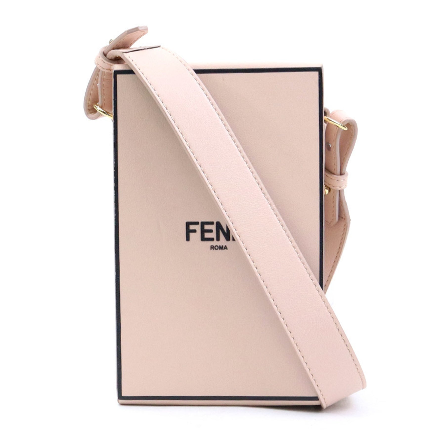 FENDI Shoulder Bag PACK Leather Pink Beige Gold