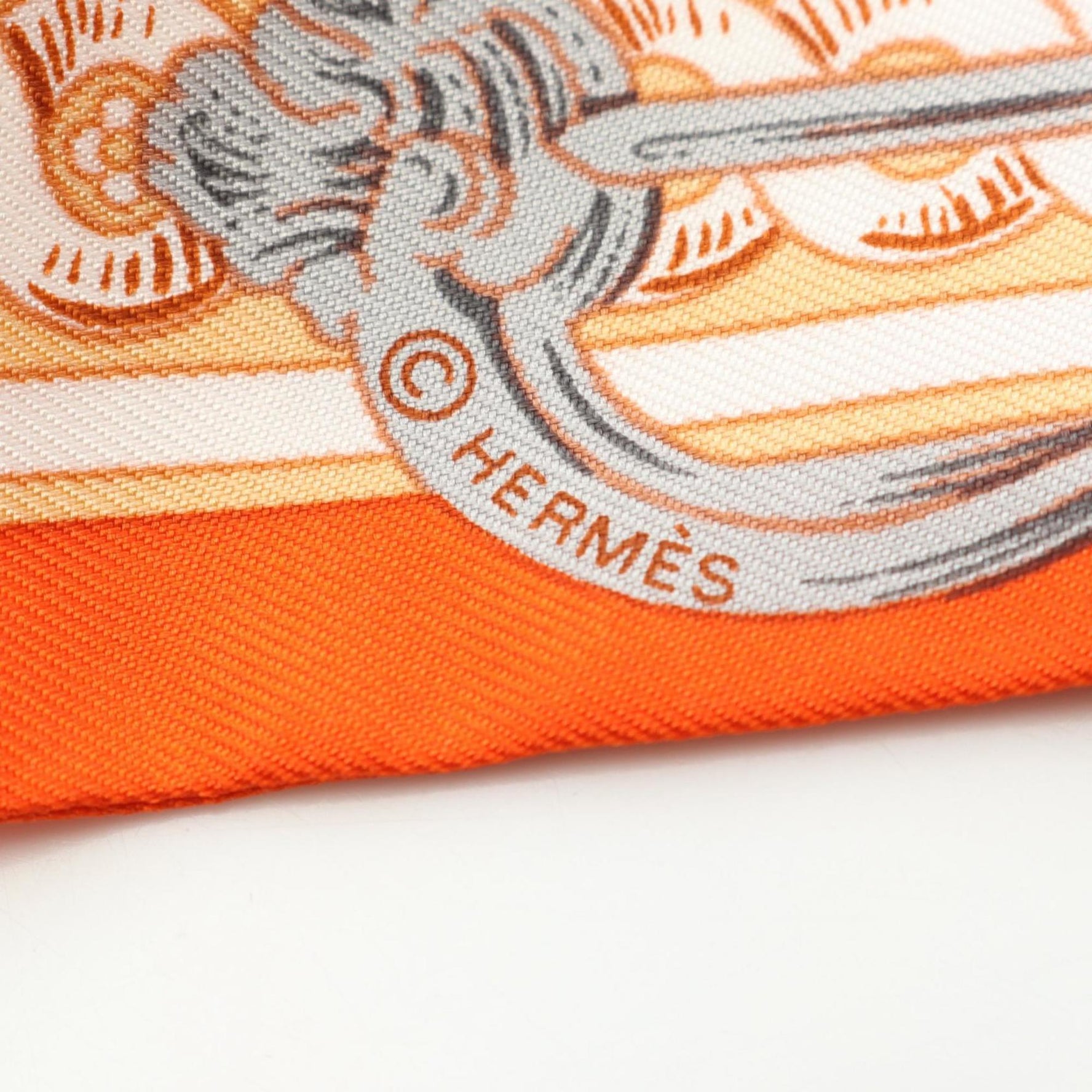 Hermes Hermès BRIDE DE COUR Twilly Silk Scarf in Orange Multicolor