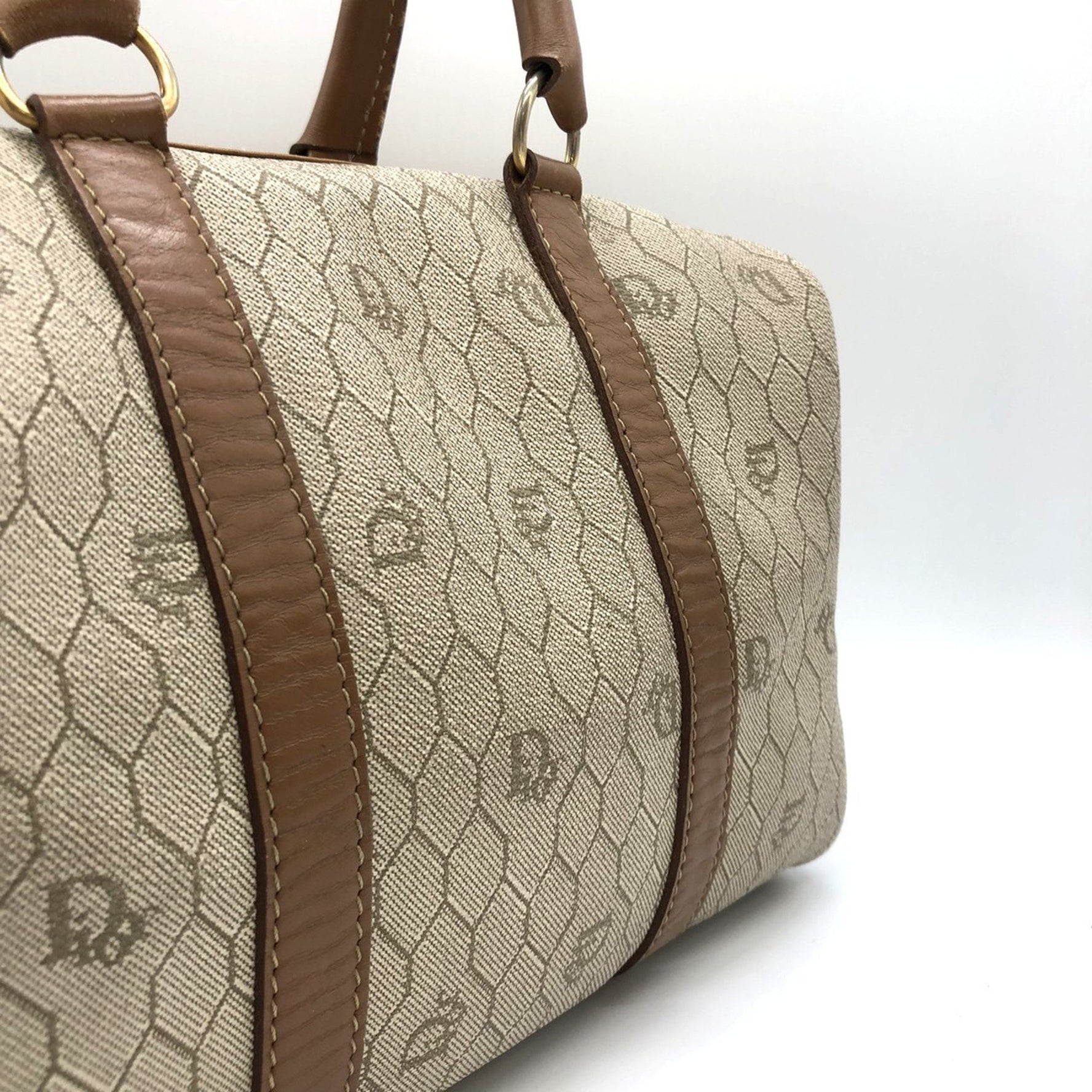 Christian Dior Dior handbag honeycomb beige x brown