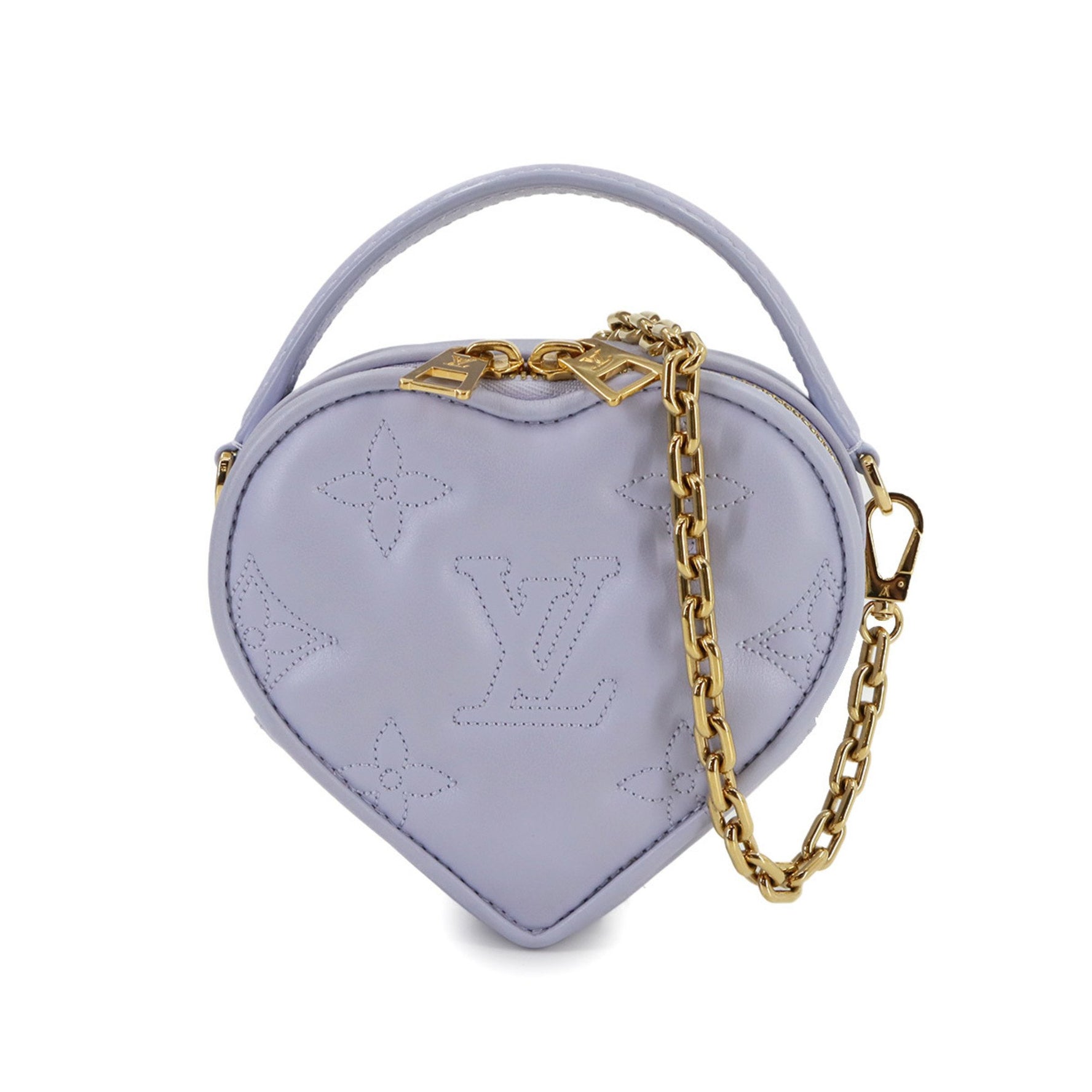 Louis Vuitton Bubblegram Pop My Heart Pouch, hand/shoulder bag in light purple leather, RFID.