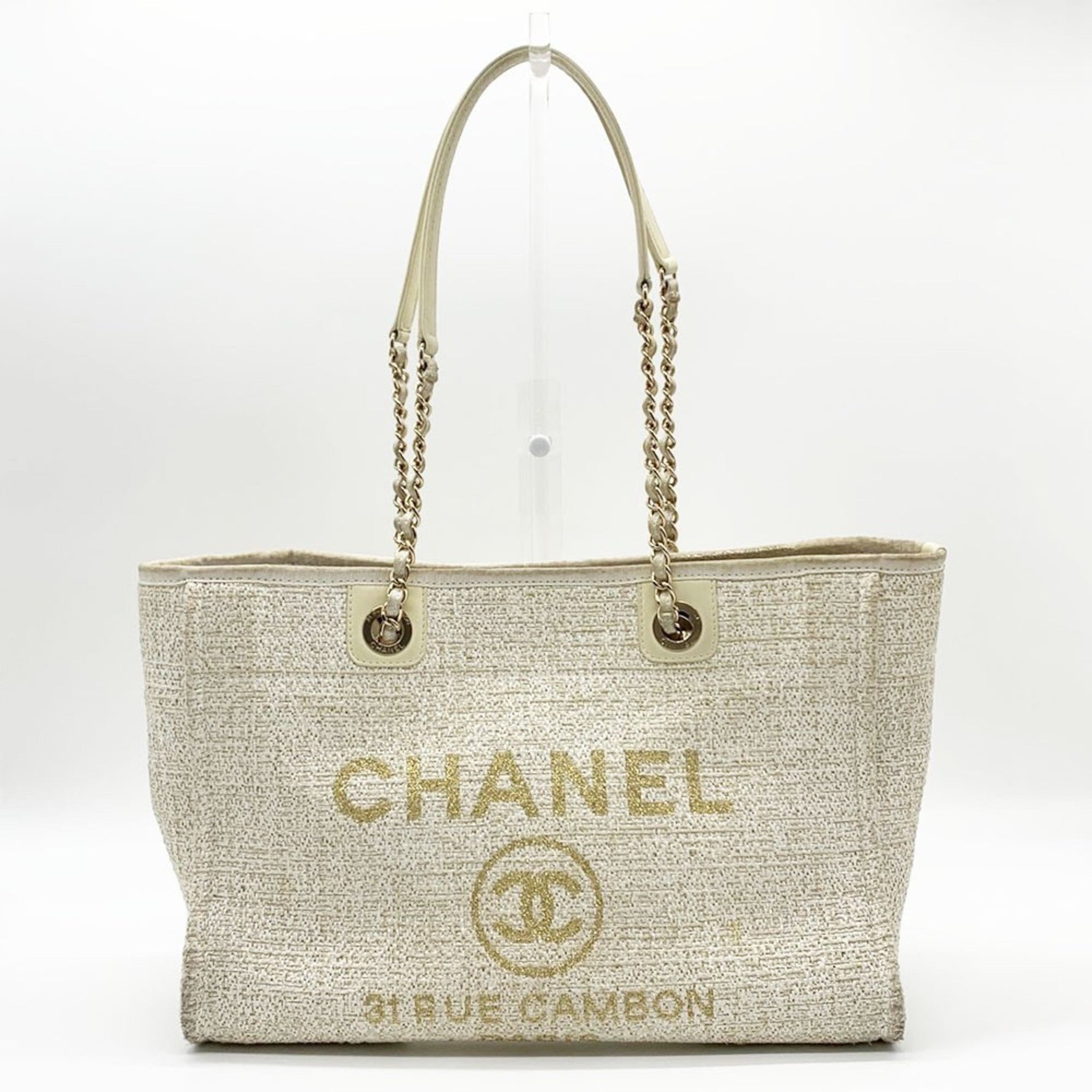 Chanel Chain Deauville MM Tweed Canvas